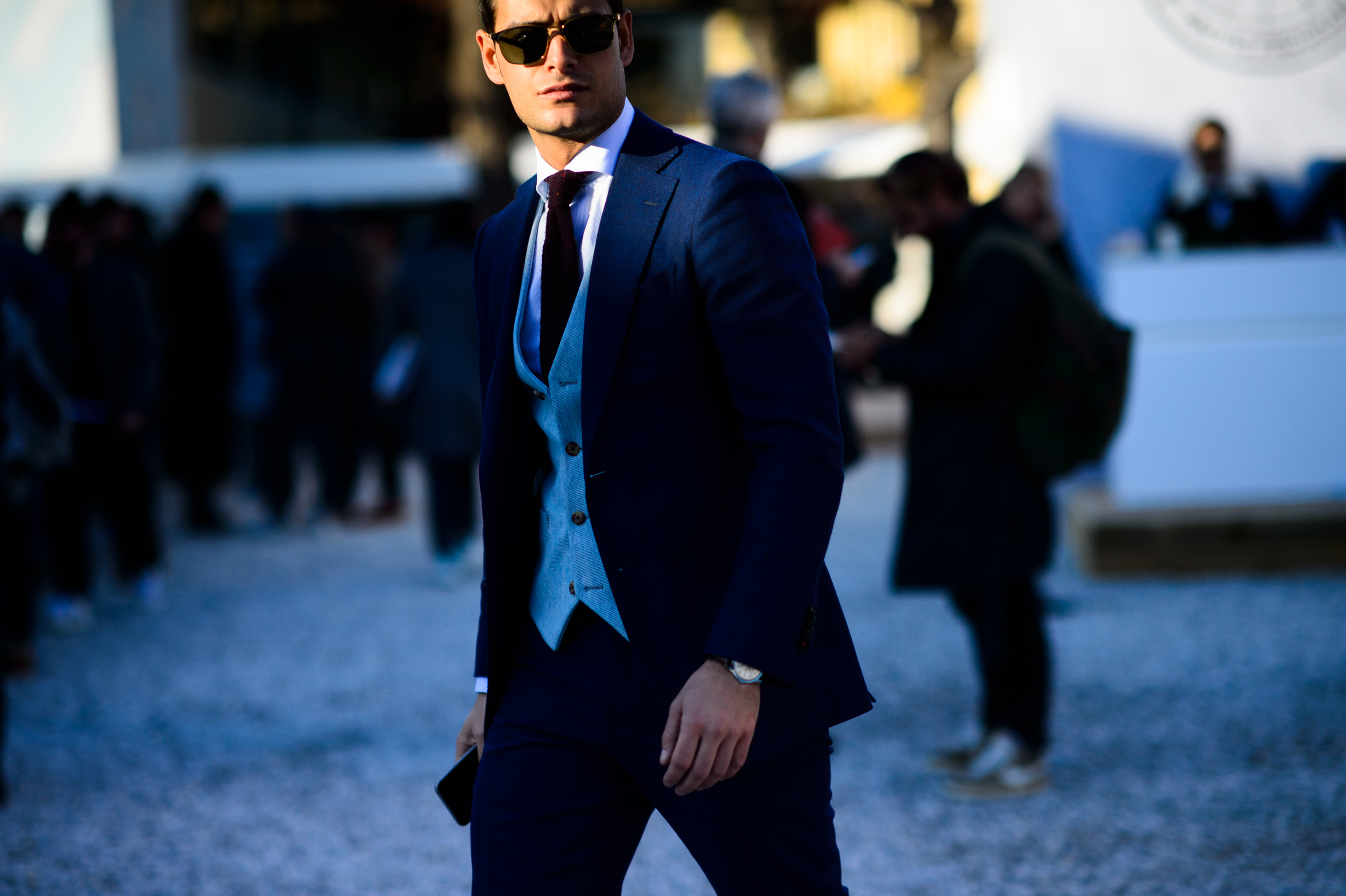 Italian man wearing blue suit