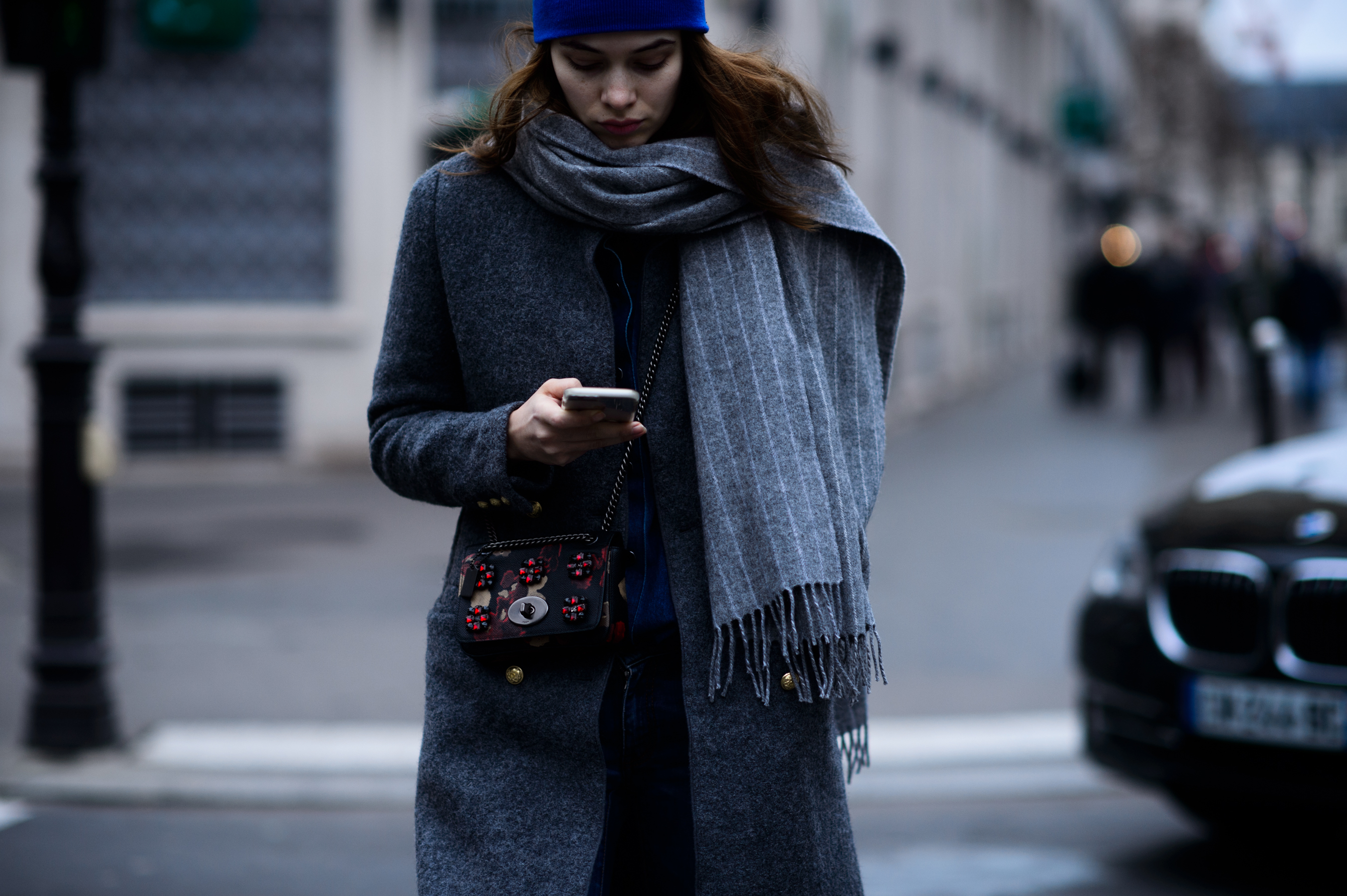 Girl with red hair and blue hat