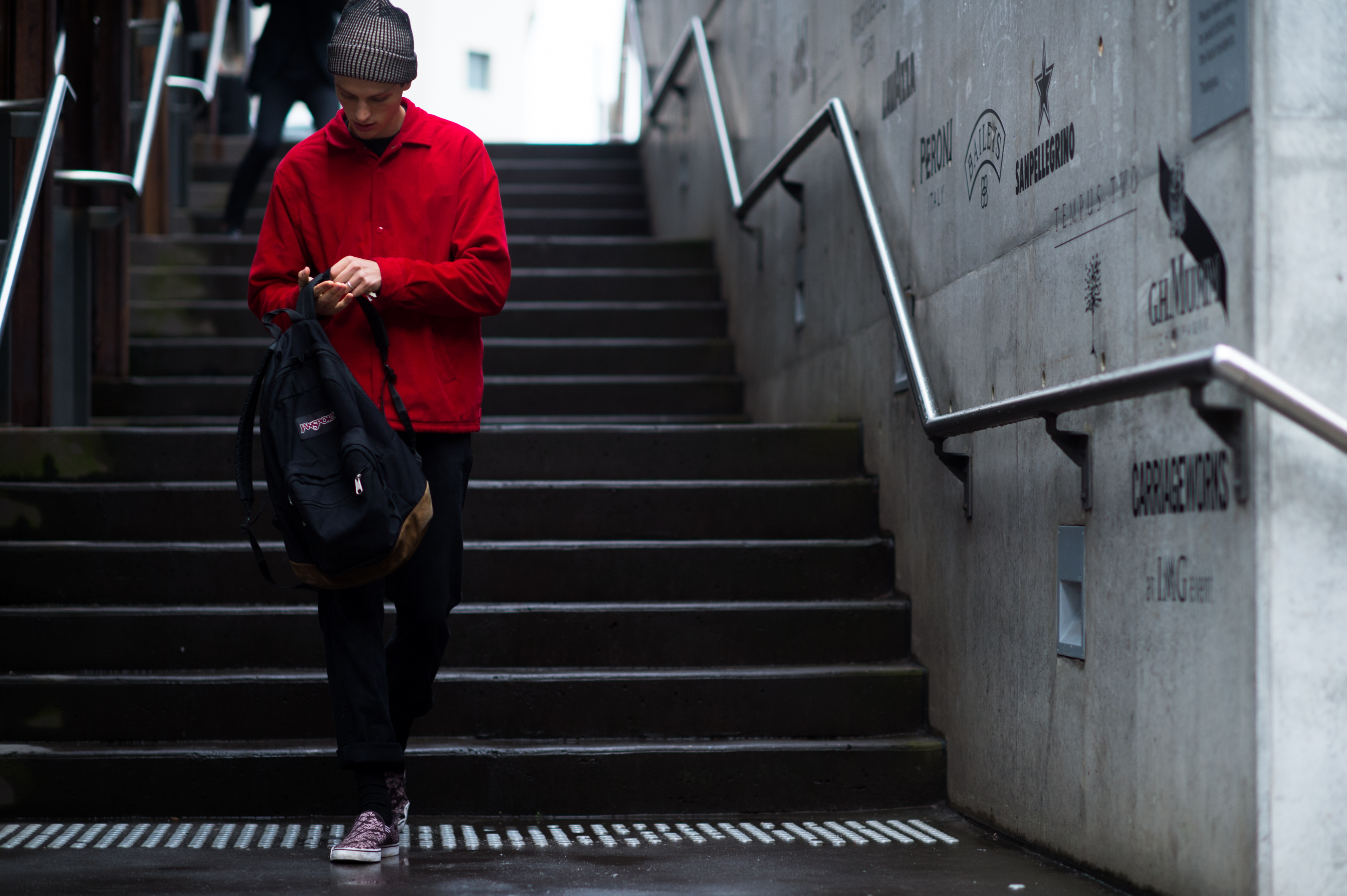 Male model wearing red