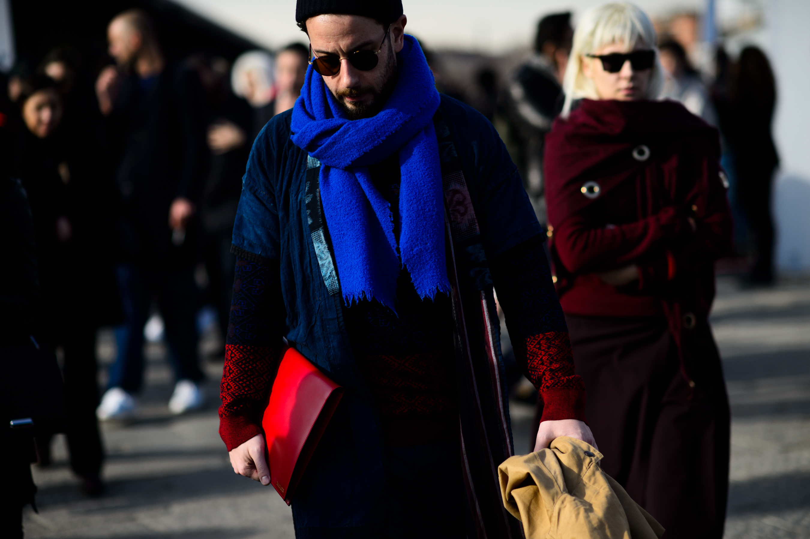 Italian man wearing blue scarf