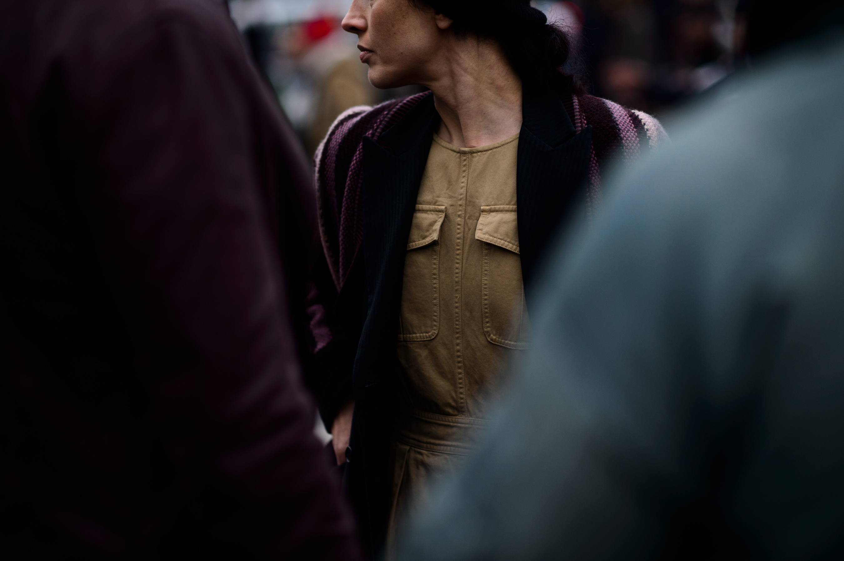 Woman wearing beige