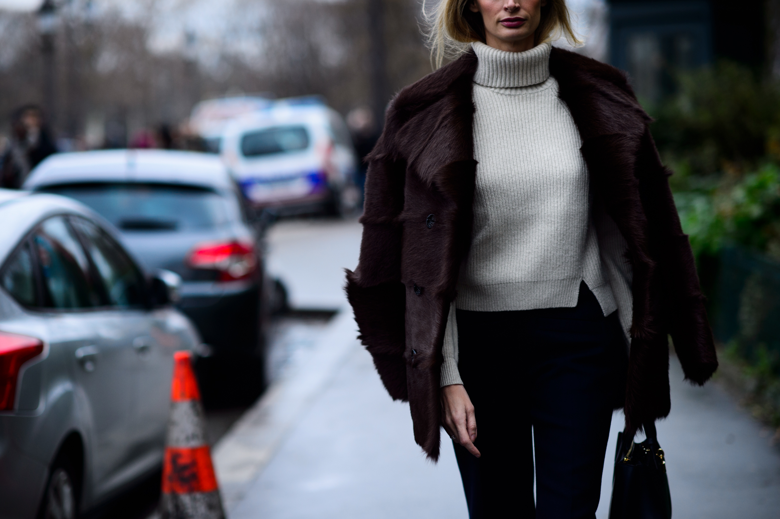 Woman wearing fur coat