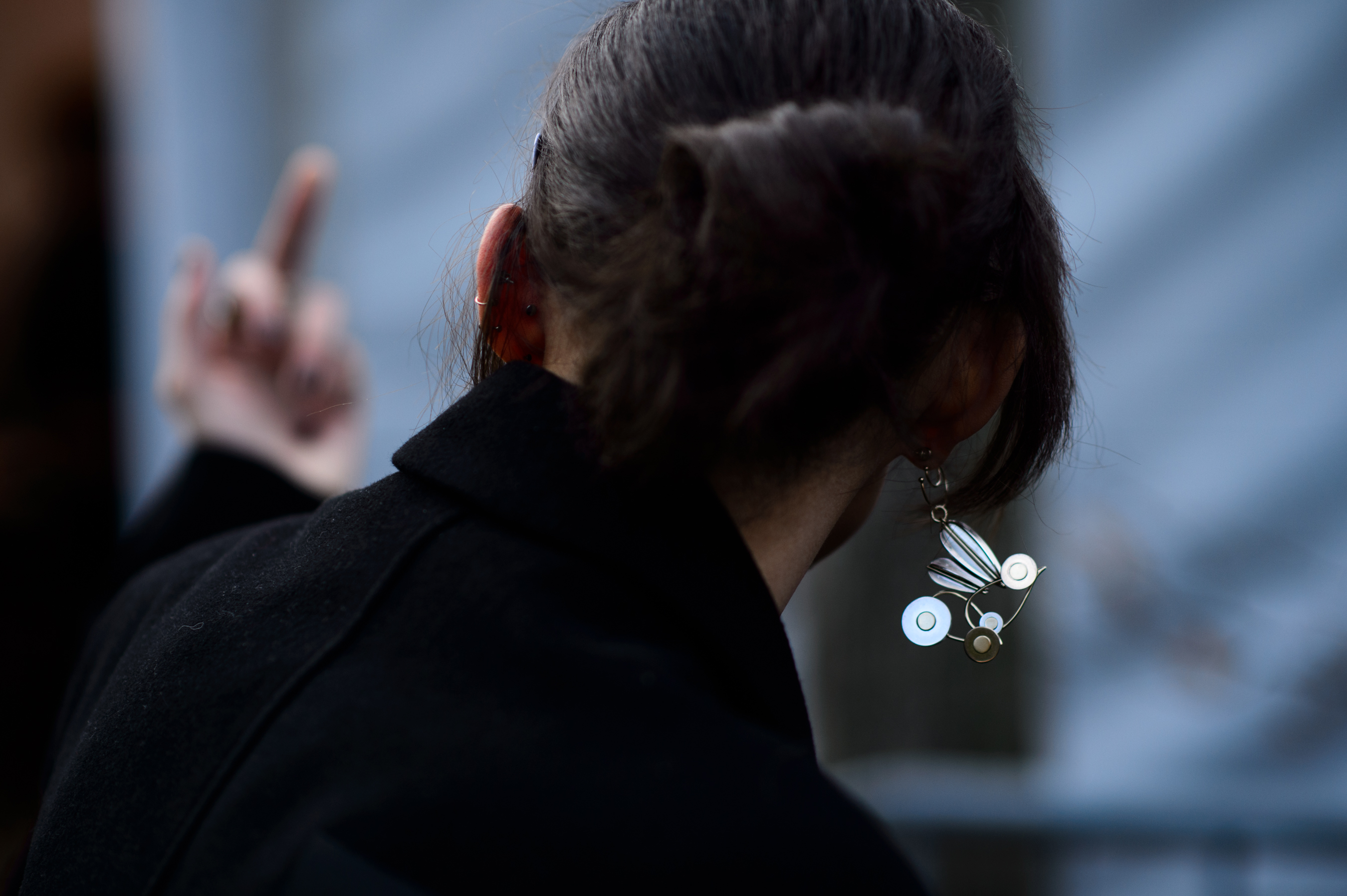 Model wearing earring