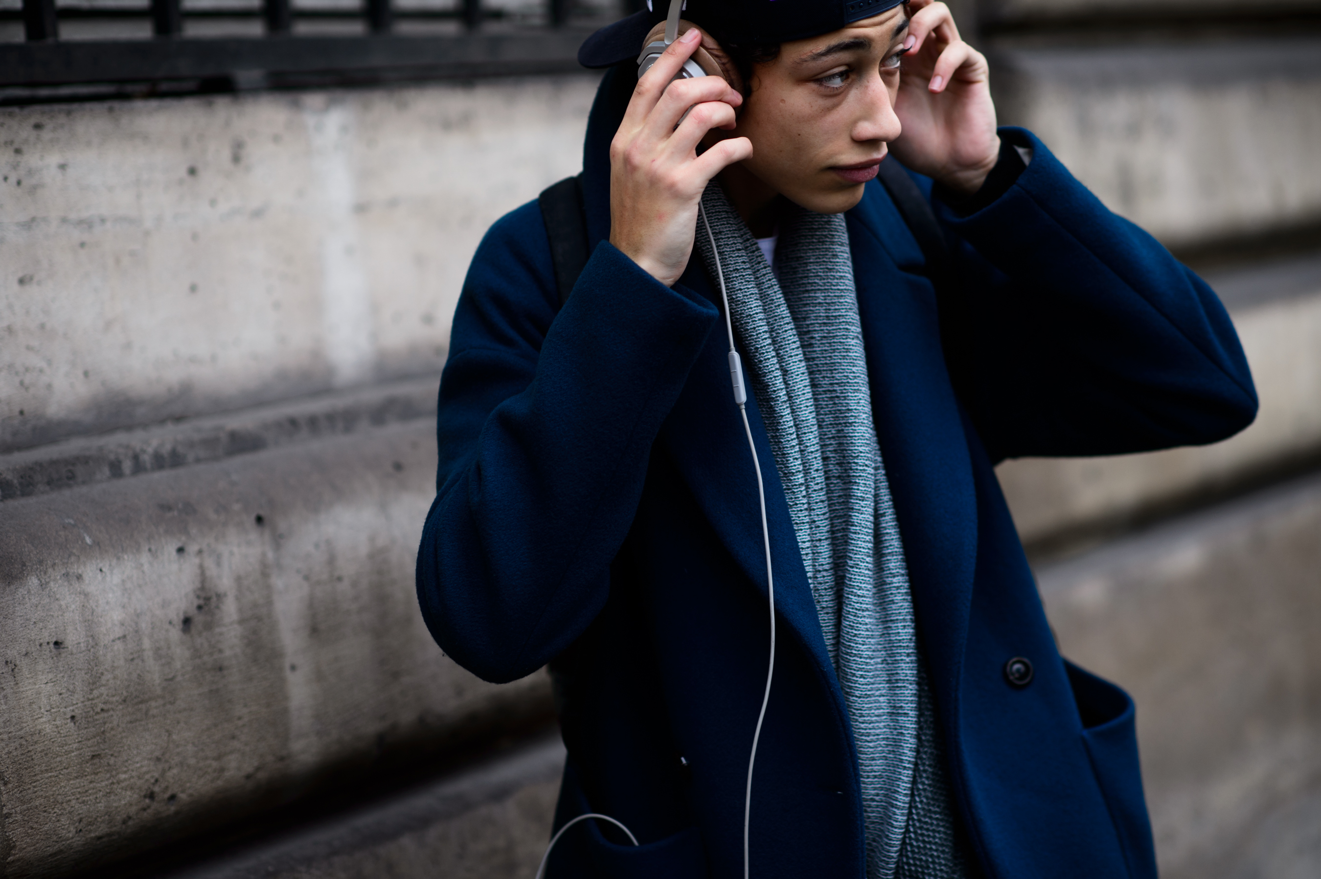 Male model wearing headphones