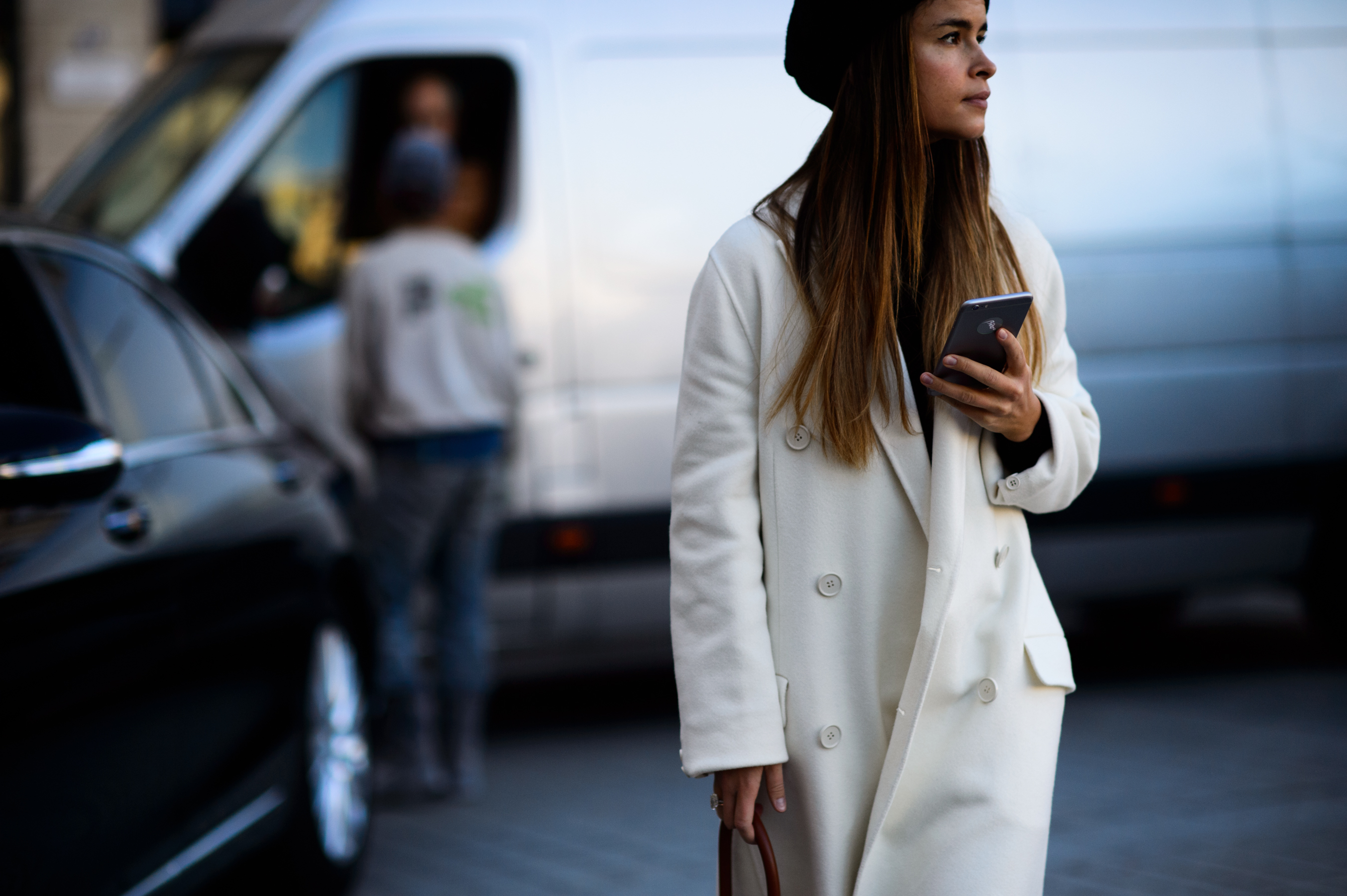 Russian woman wearing white coat