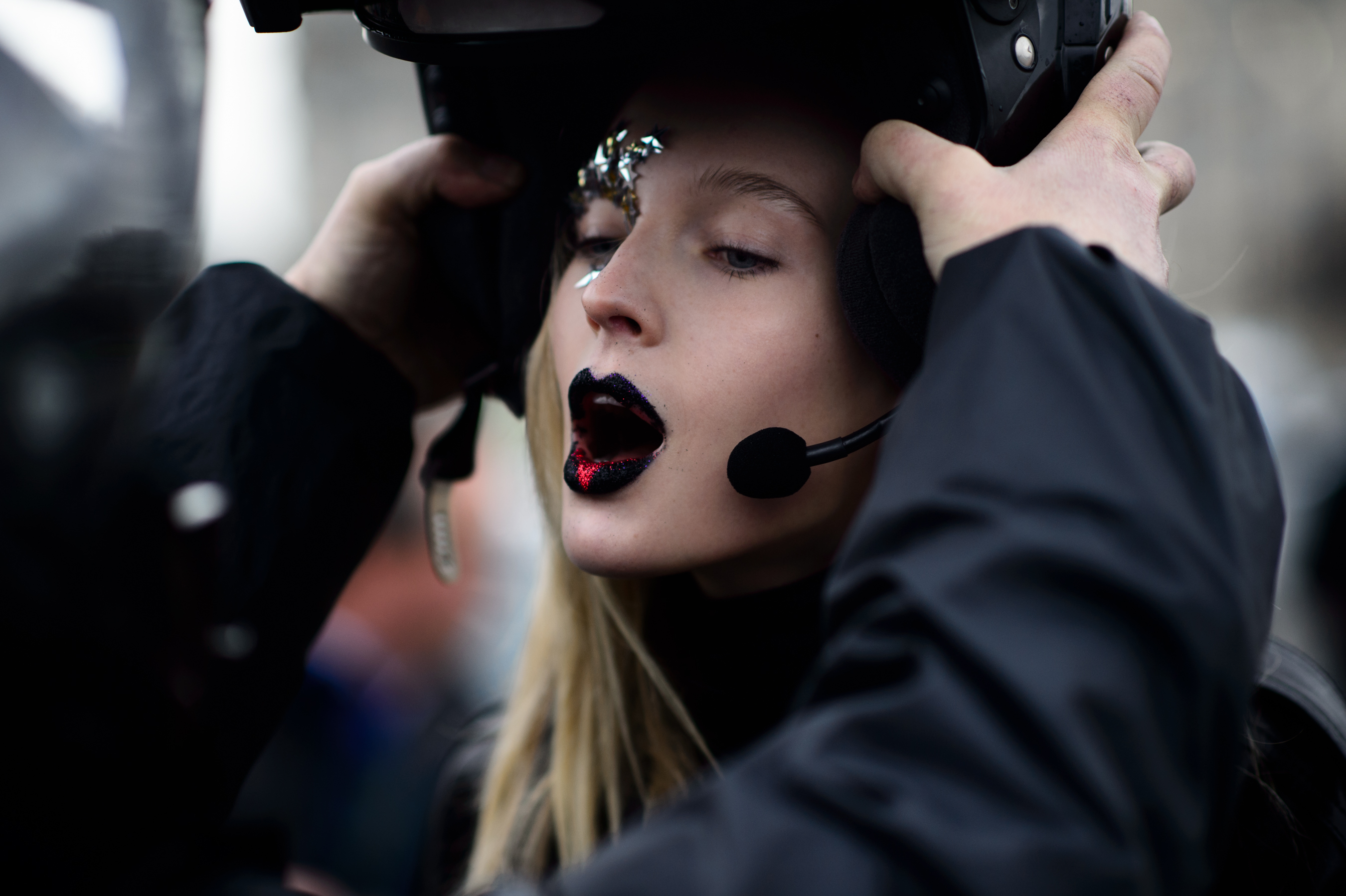 Russian model on scooter