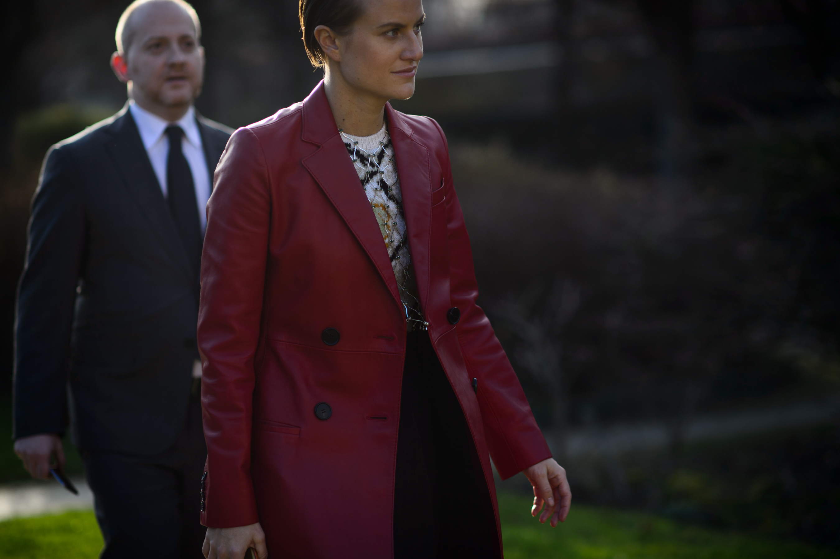 Woman wearing red before Dior