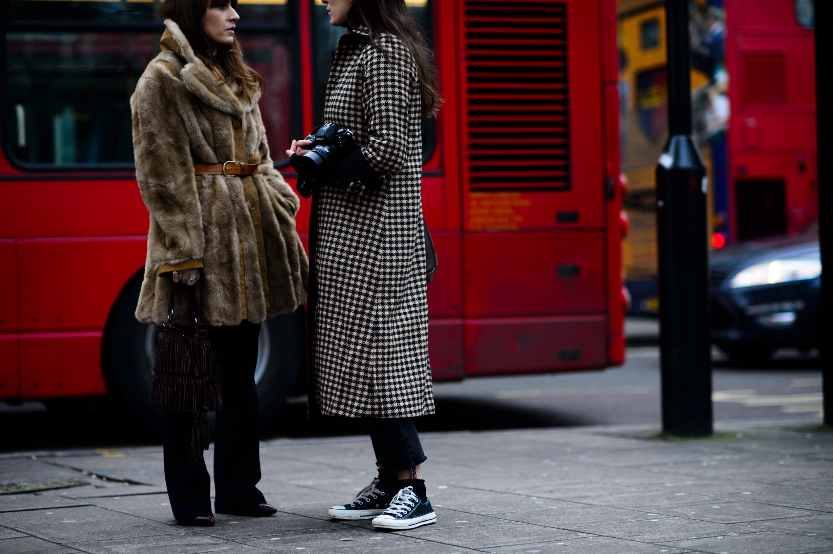Two female photographers before the show