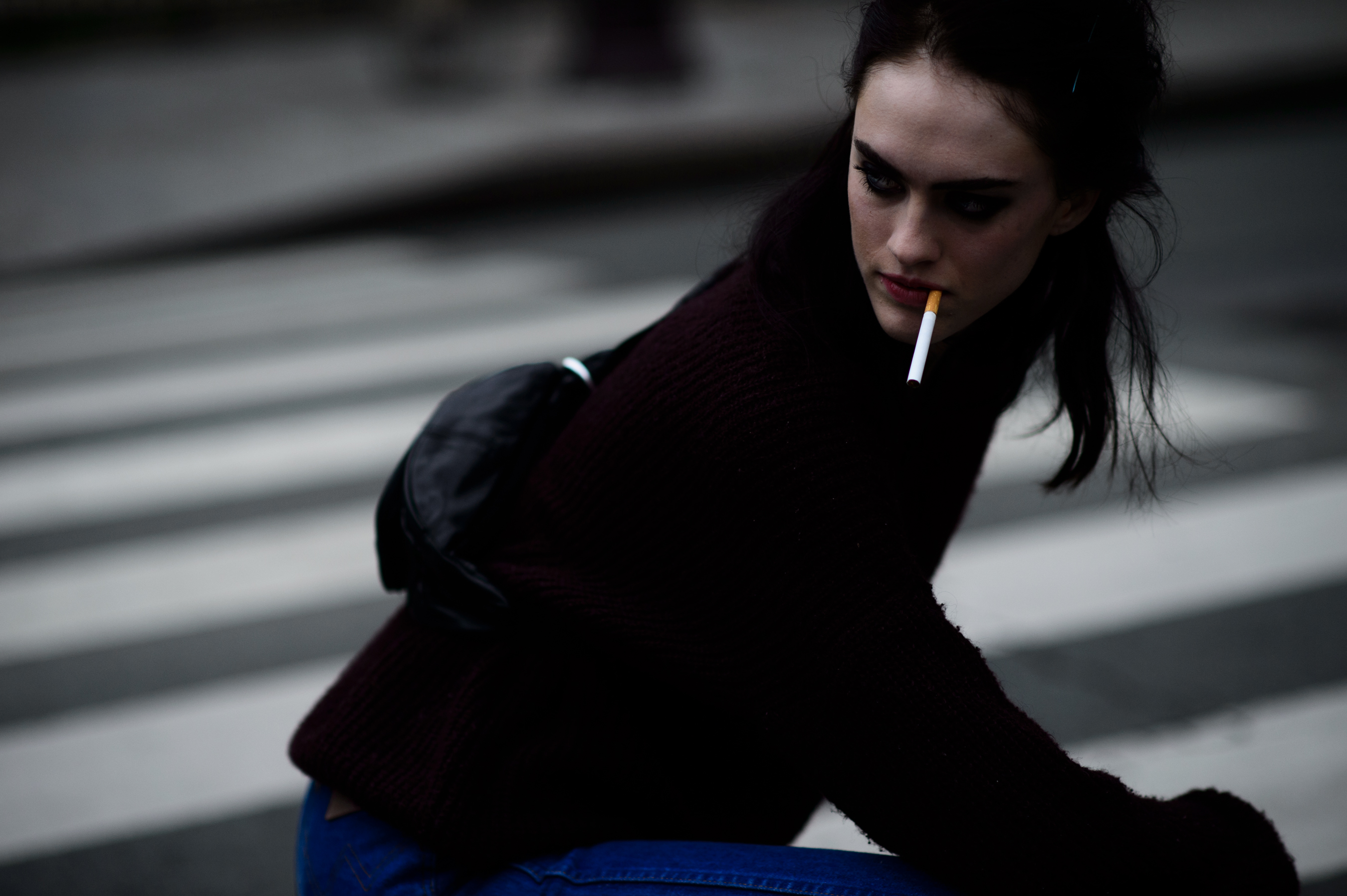 Model with cigarette