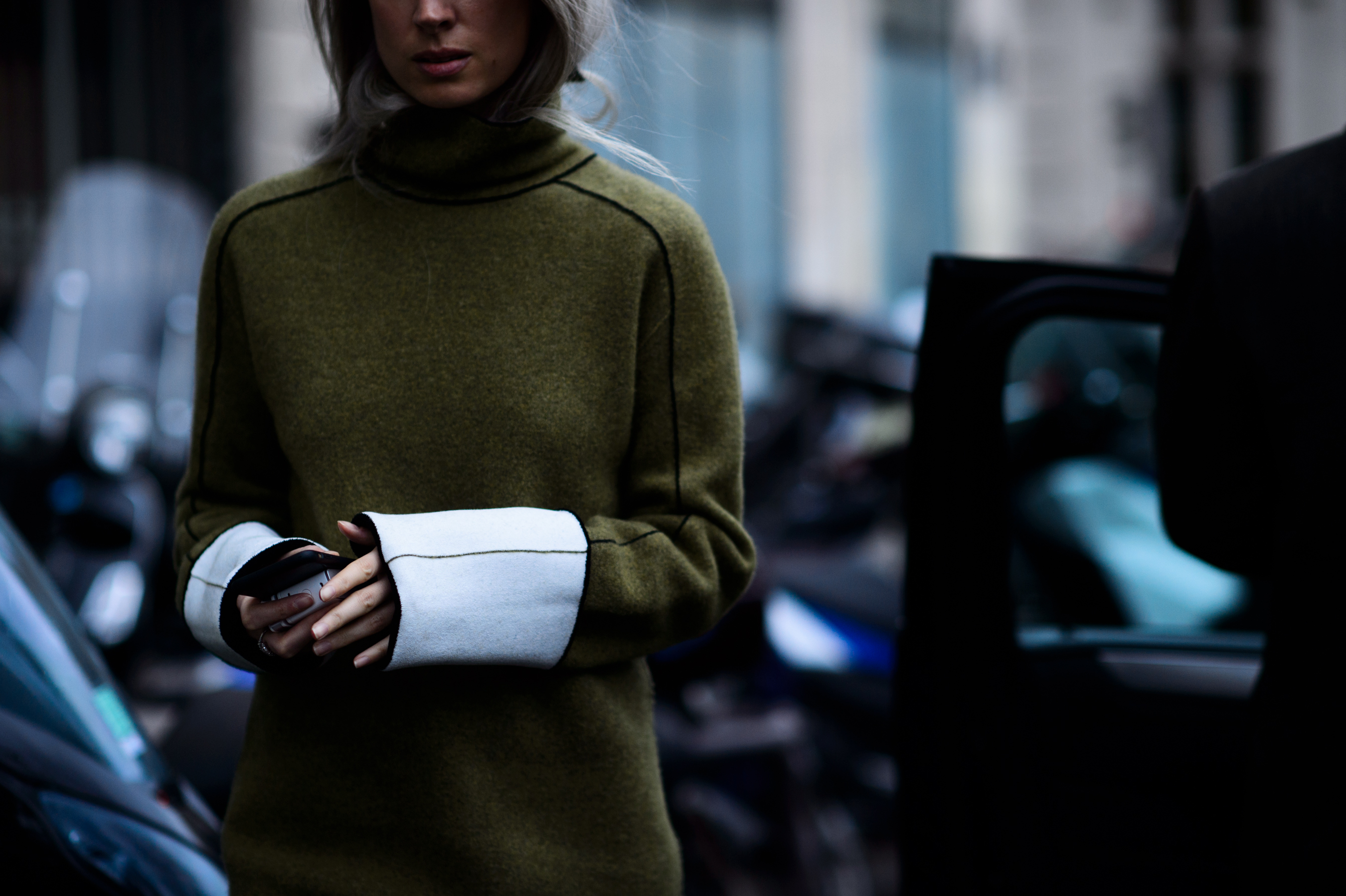 British Vogue editor wearing green