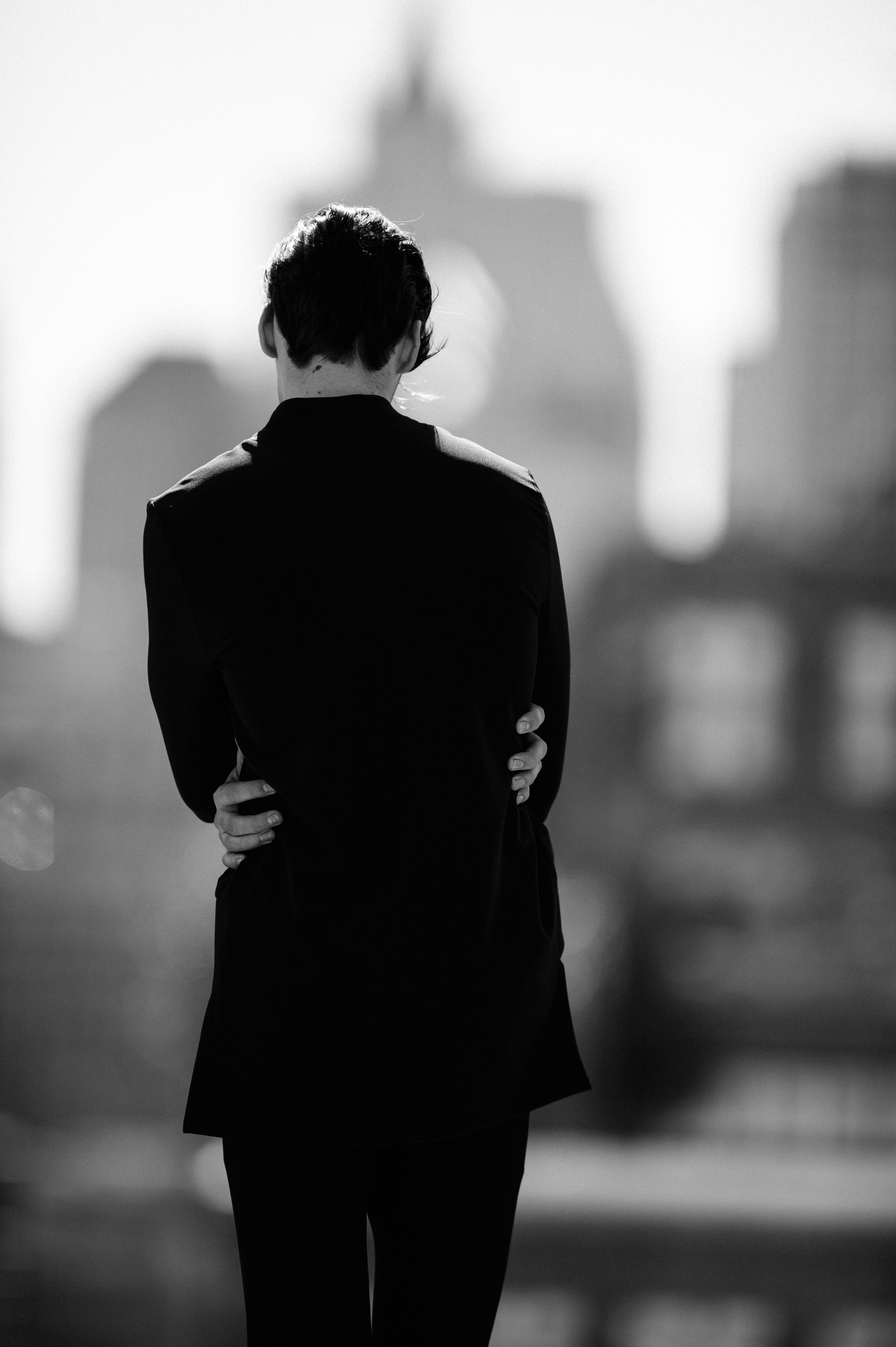 Male model wearing black