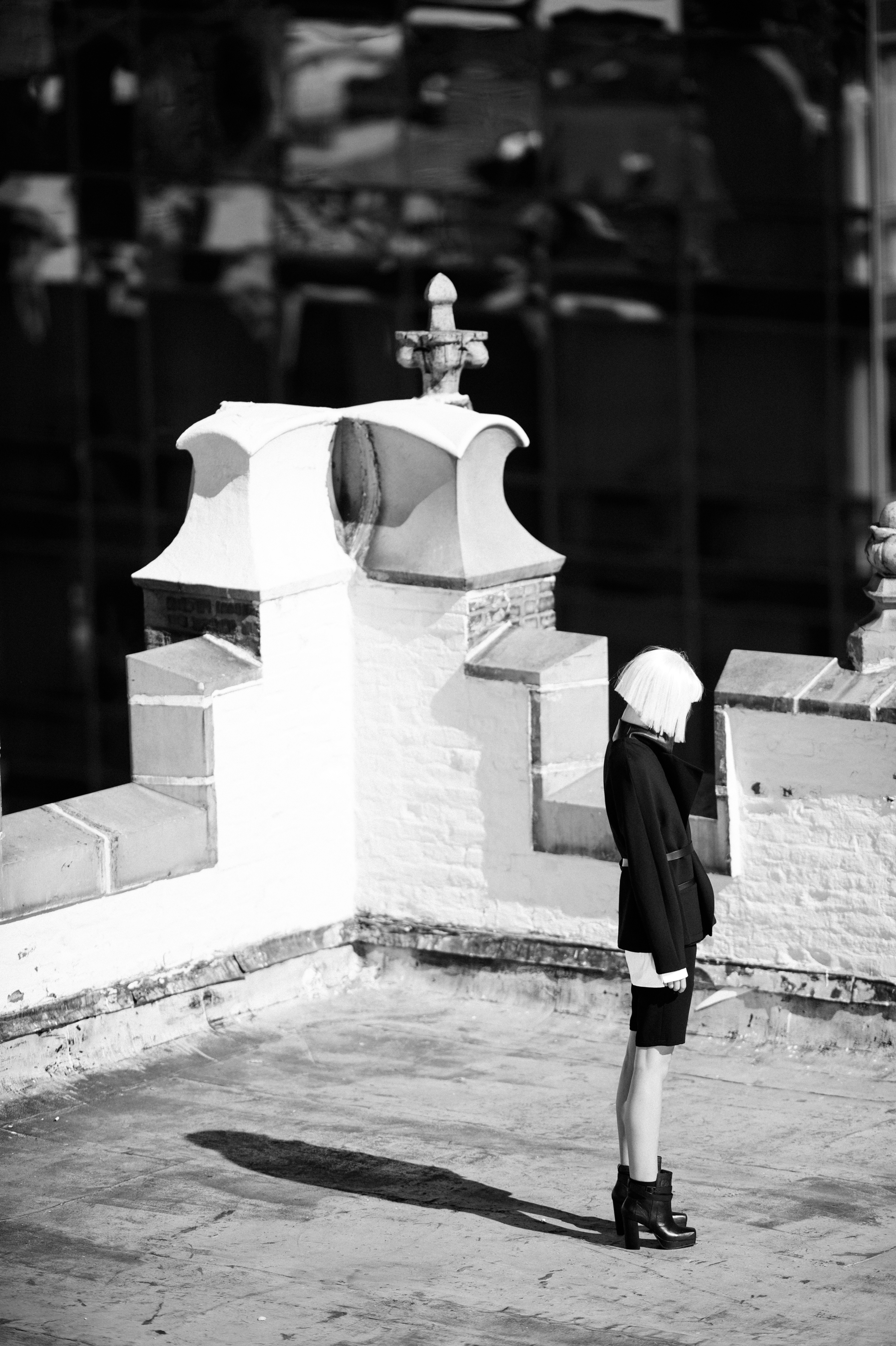 Model on the roof