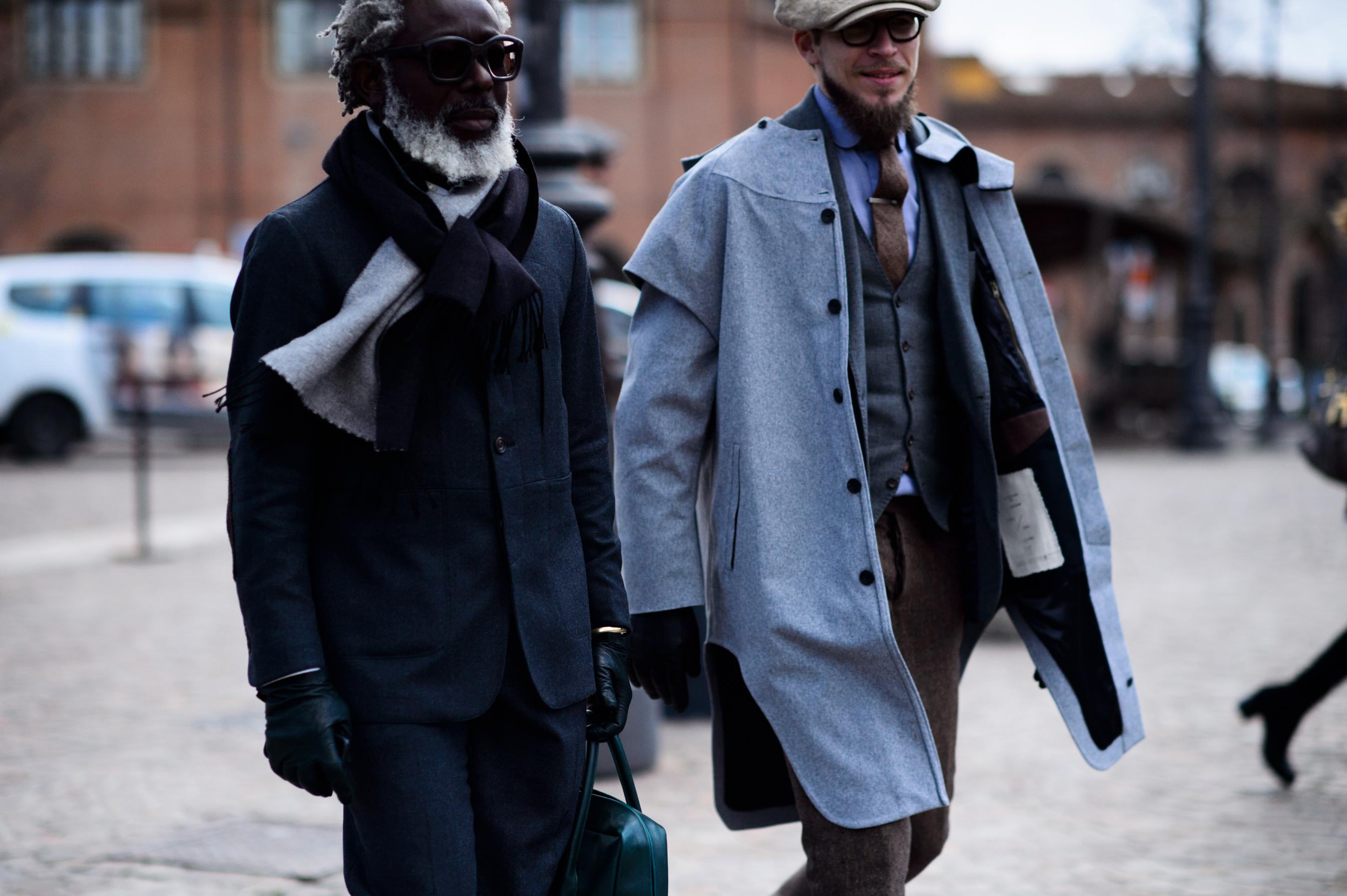 Two men leaving Pitti Uomo