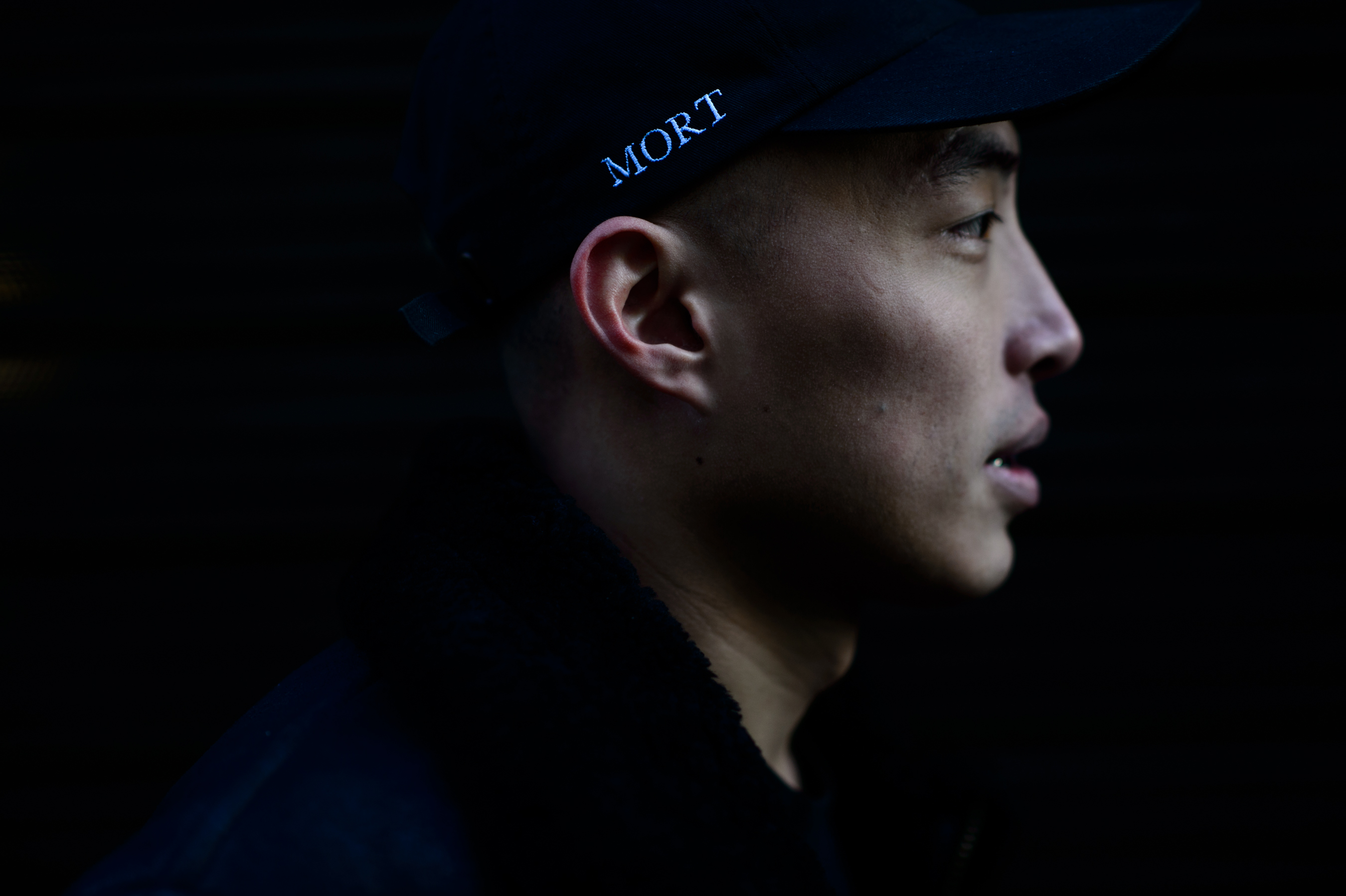 Man wearing mort cap