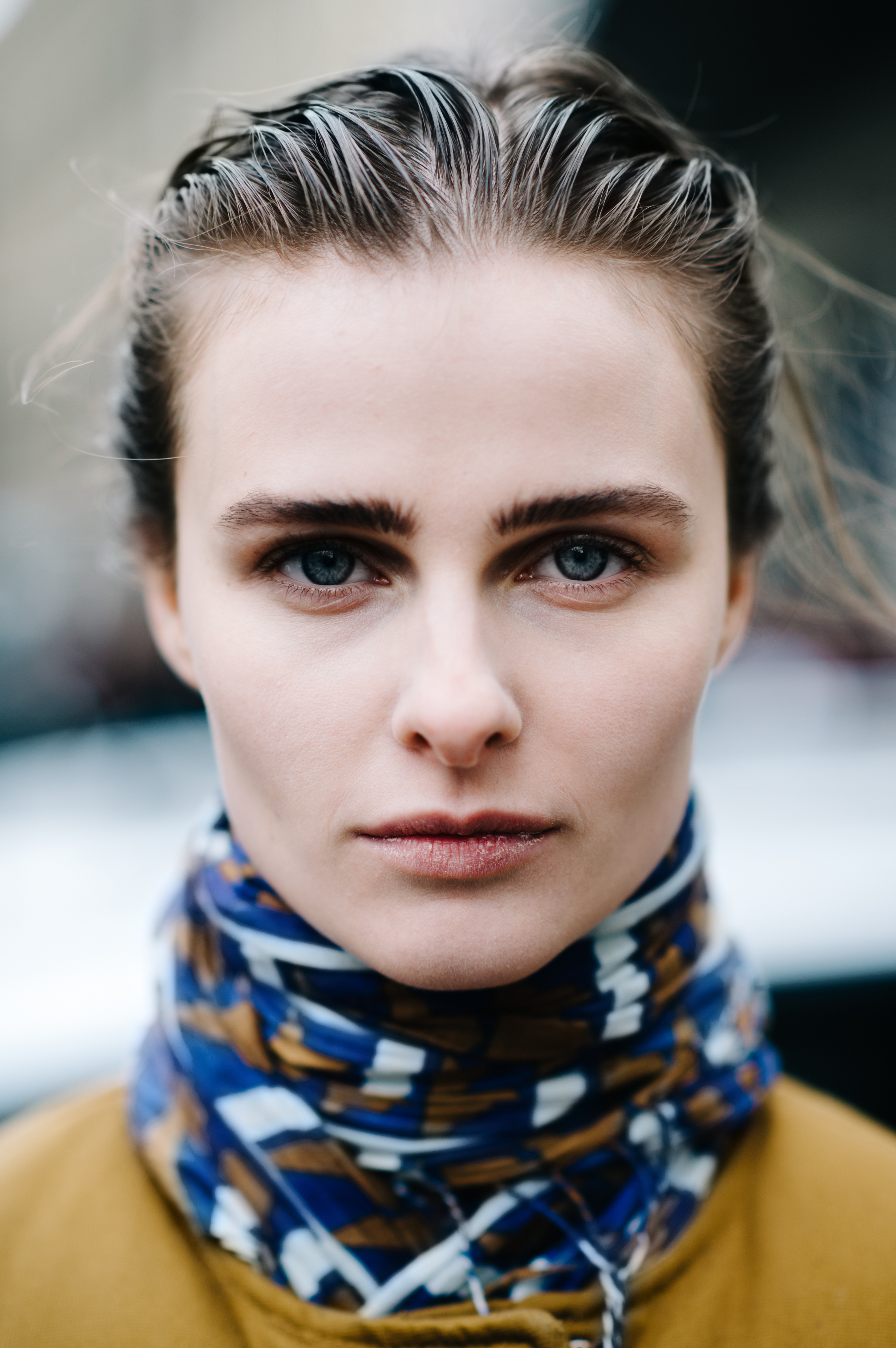 Portrait of a Russian model wearing neck scarf