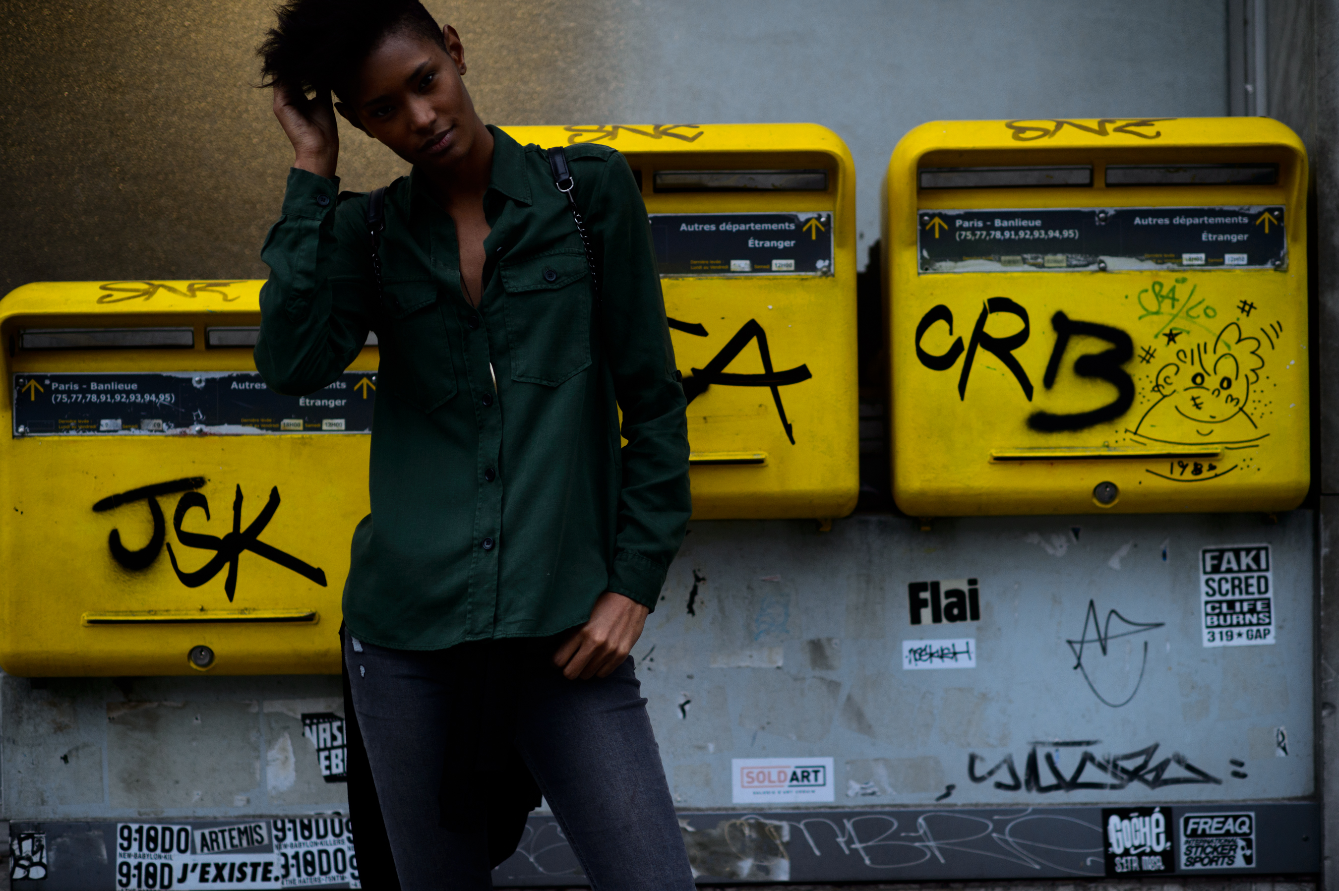 Woman wearing green shirt