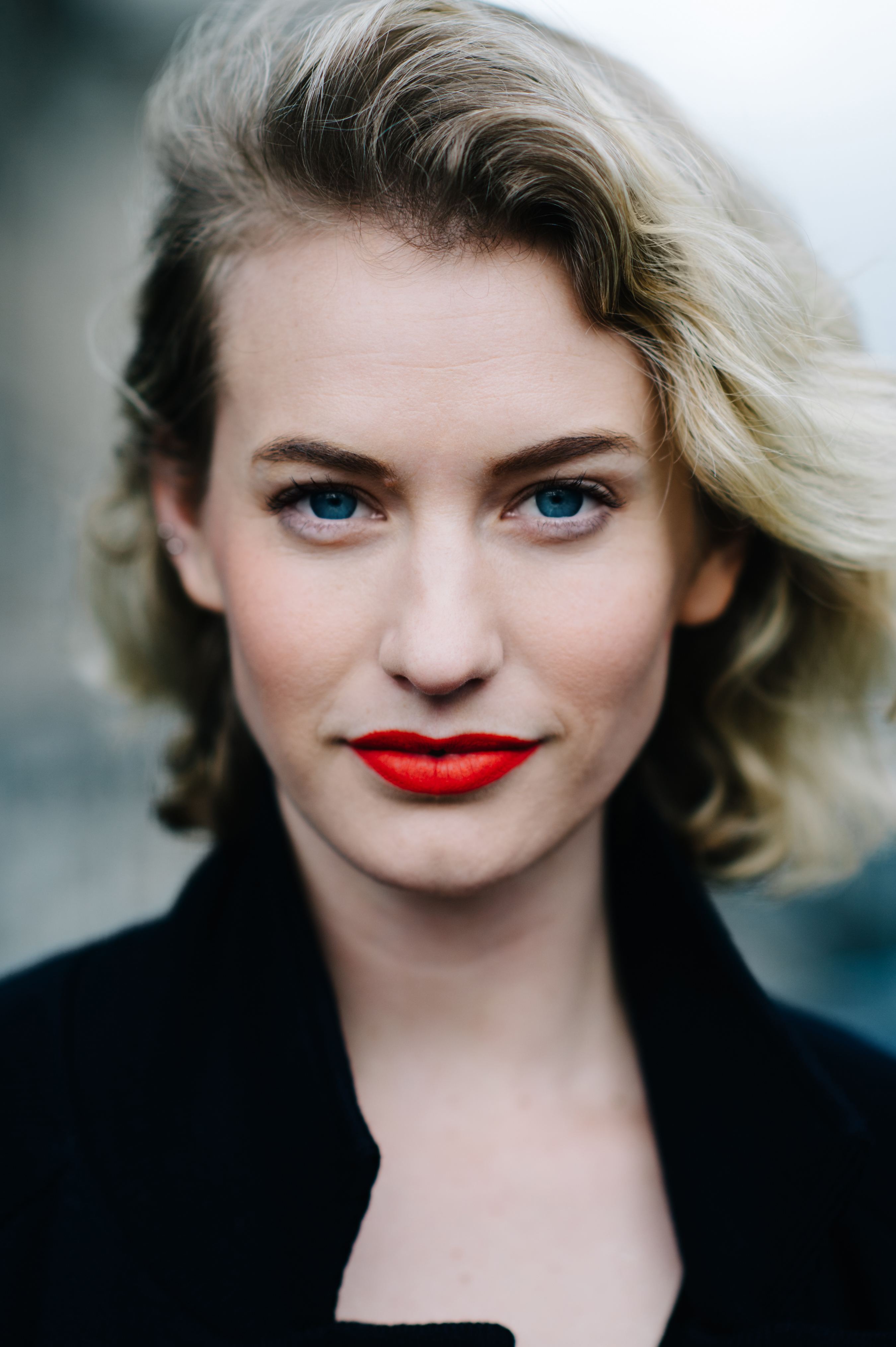 Portrait of Australian girl wearing red lipstick