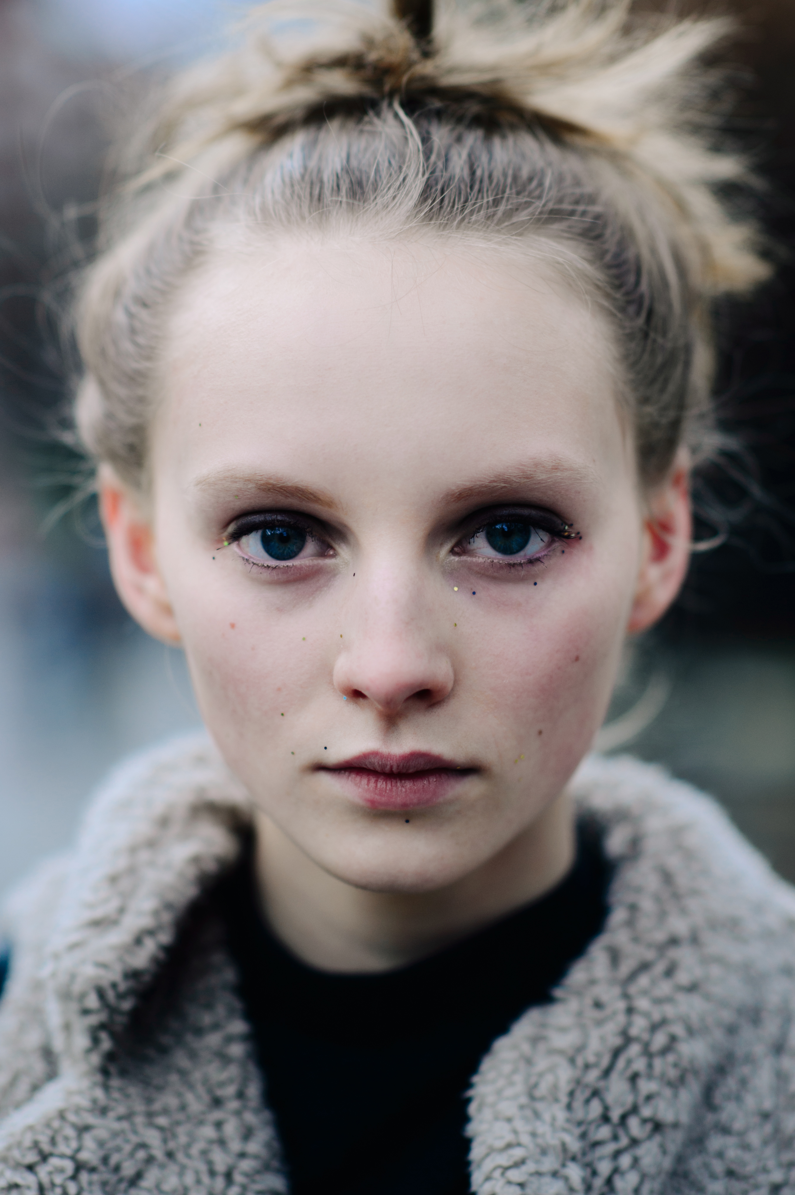 Portrait of a model with shiny make up