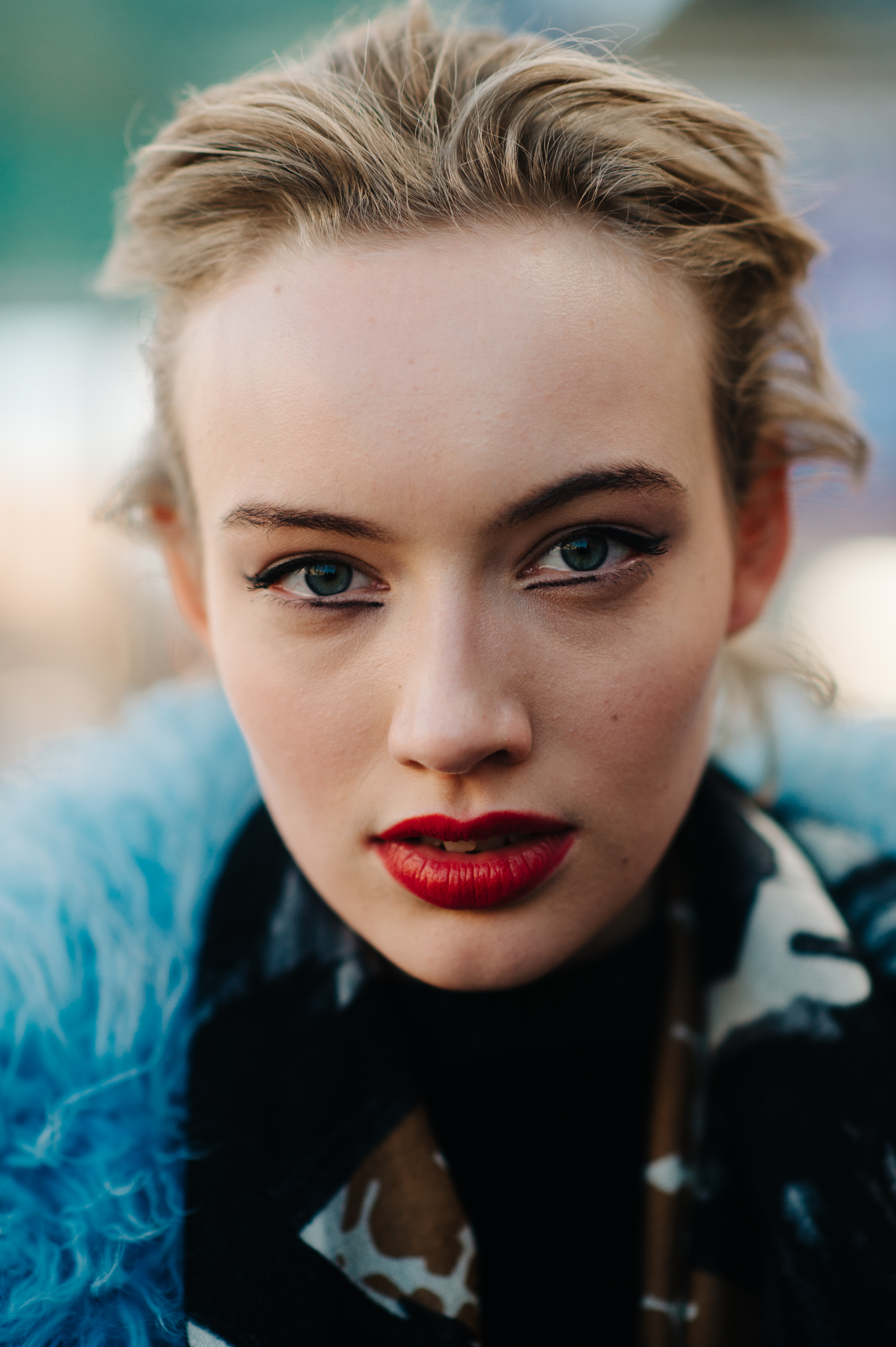 Portrait of a model red lips