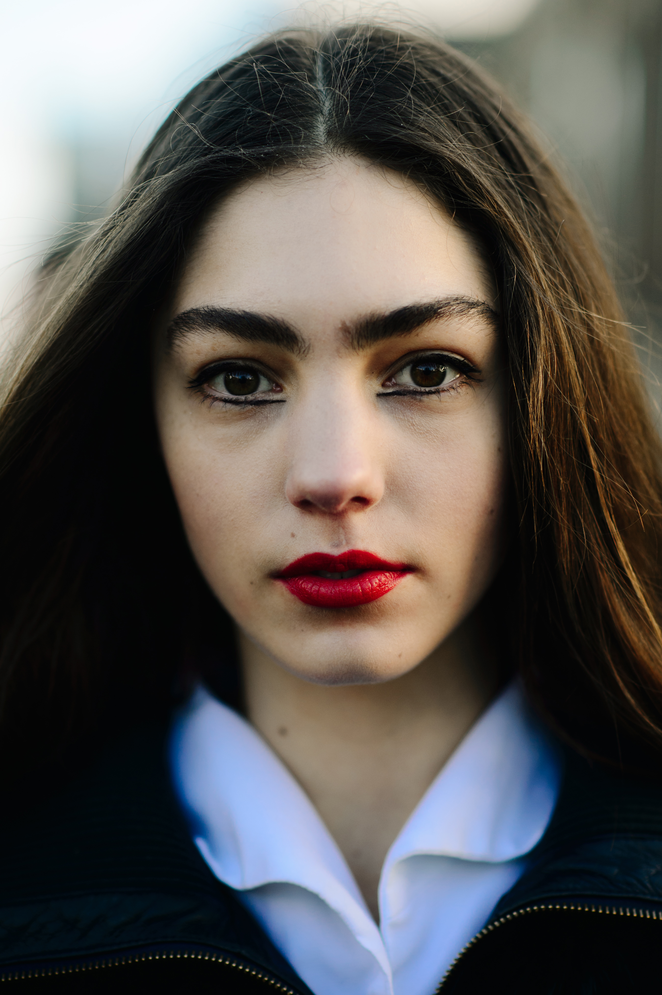 Portrait of model red lipstick