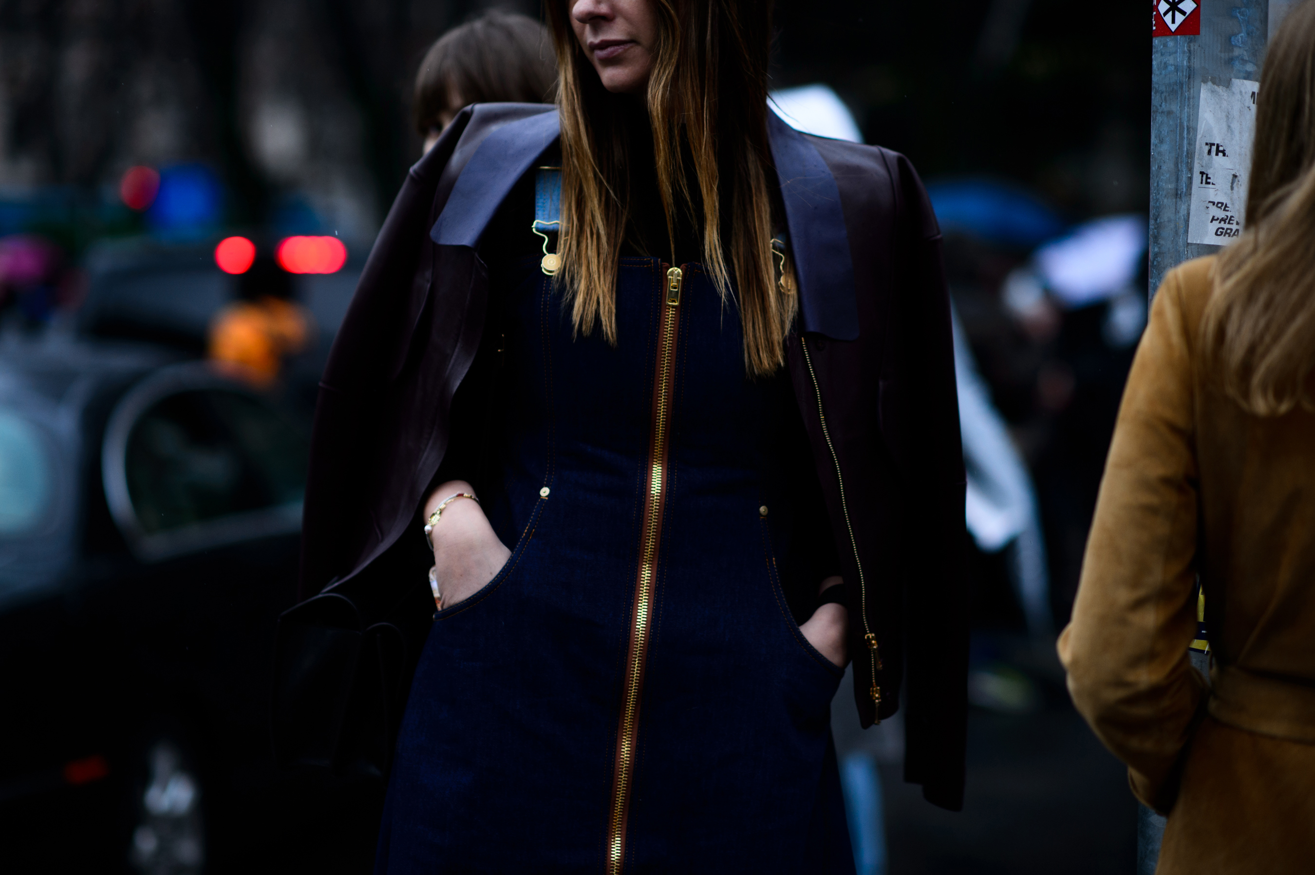 Russian woman wearing leather blazer