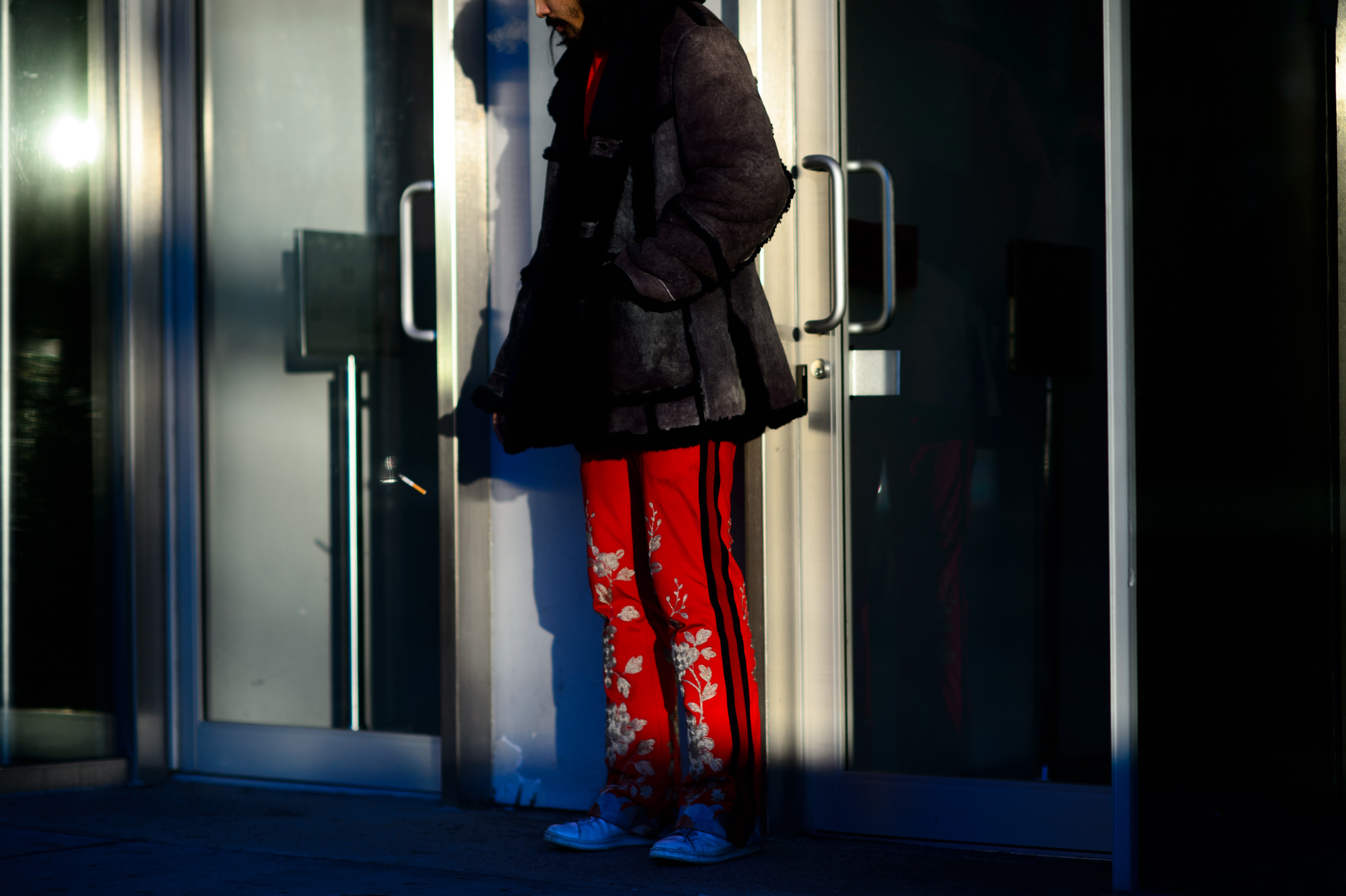 Man wearing red pants