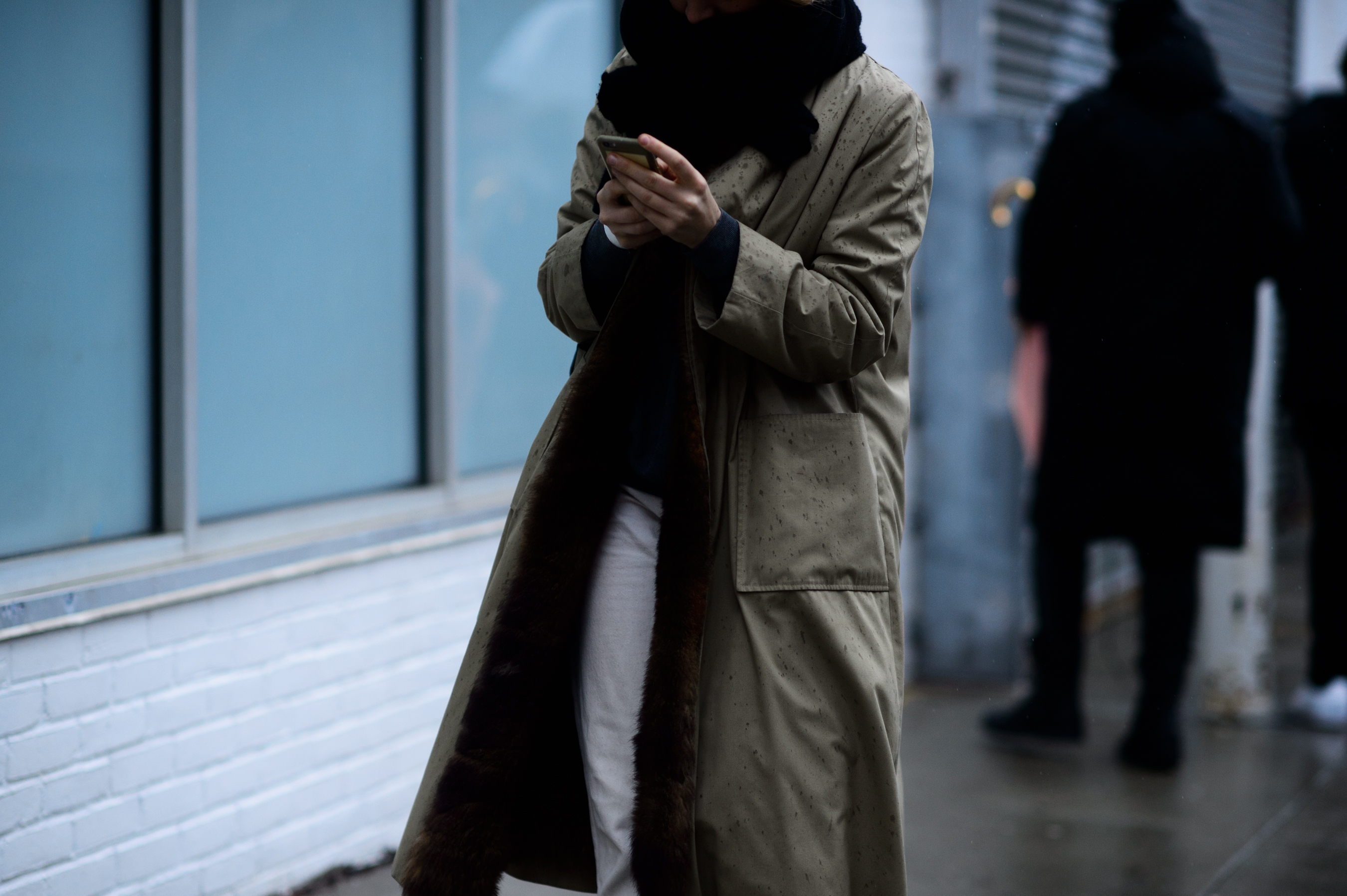 Woman wearing rain coat