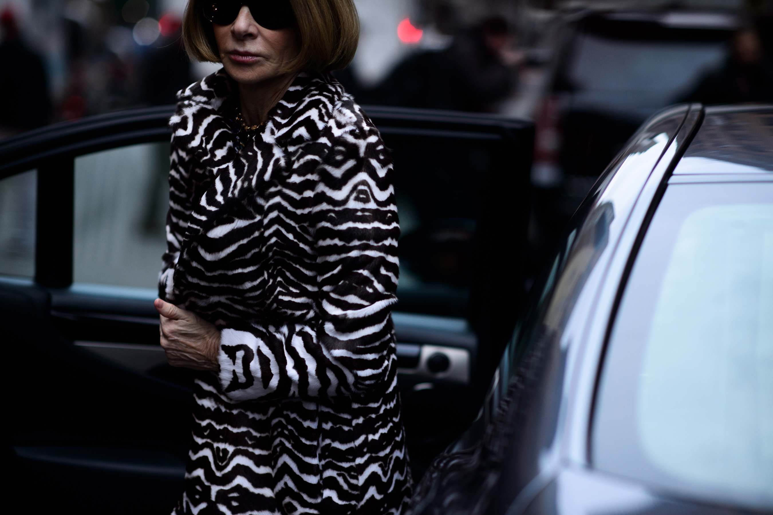 American Vogue editor wearing zebra