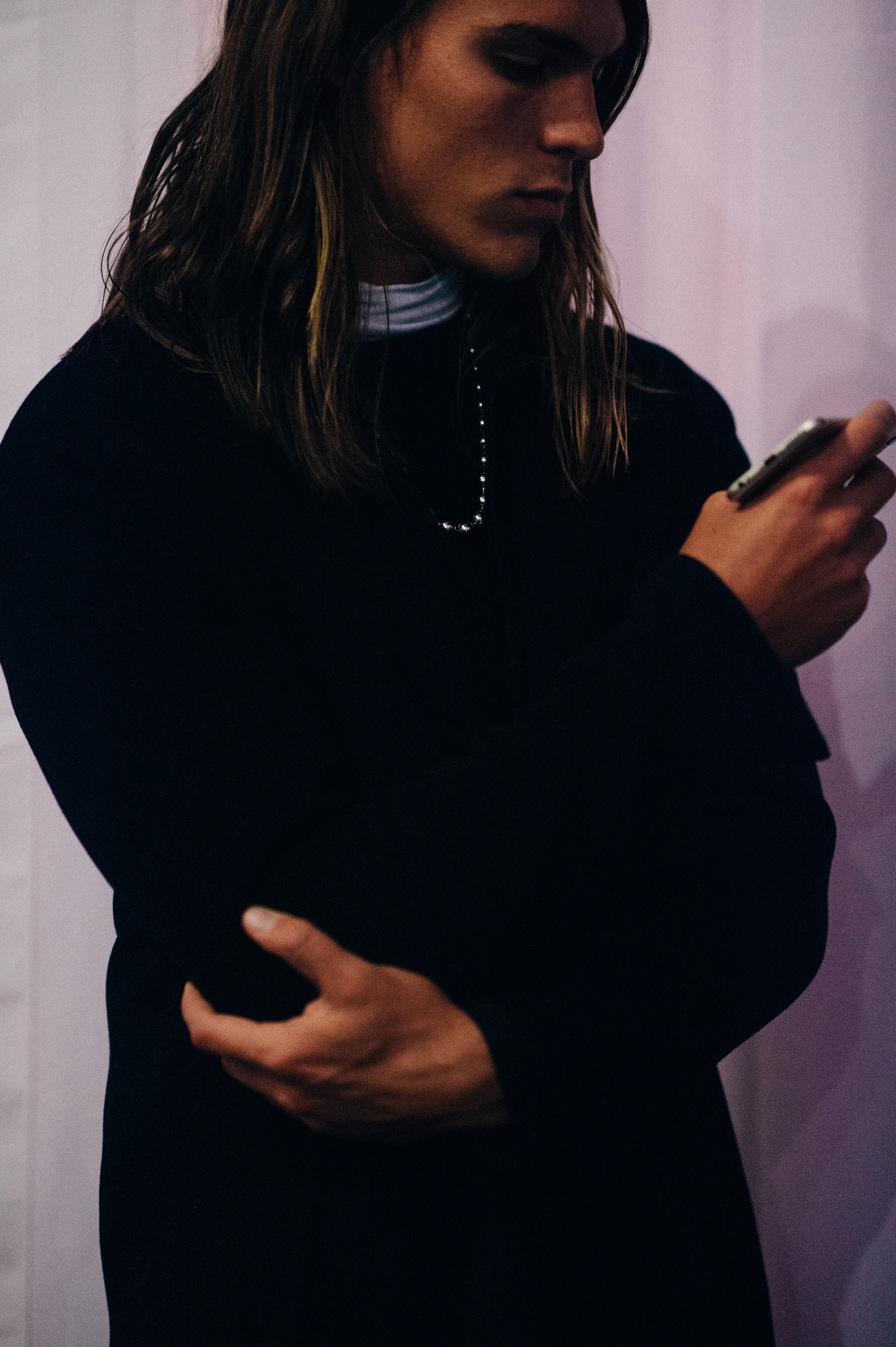 Male model with biker chain