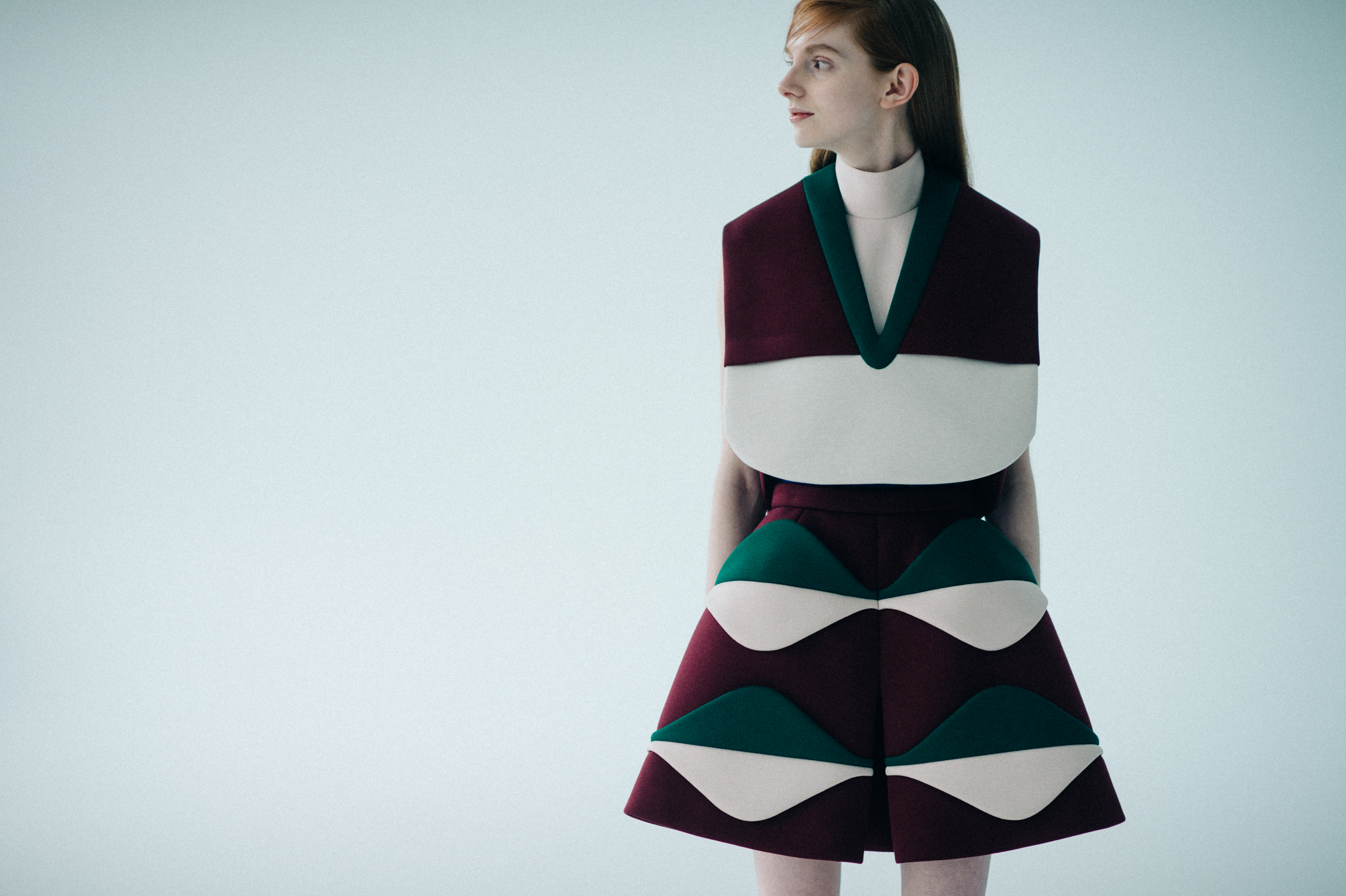 Model dressed in green graphic