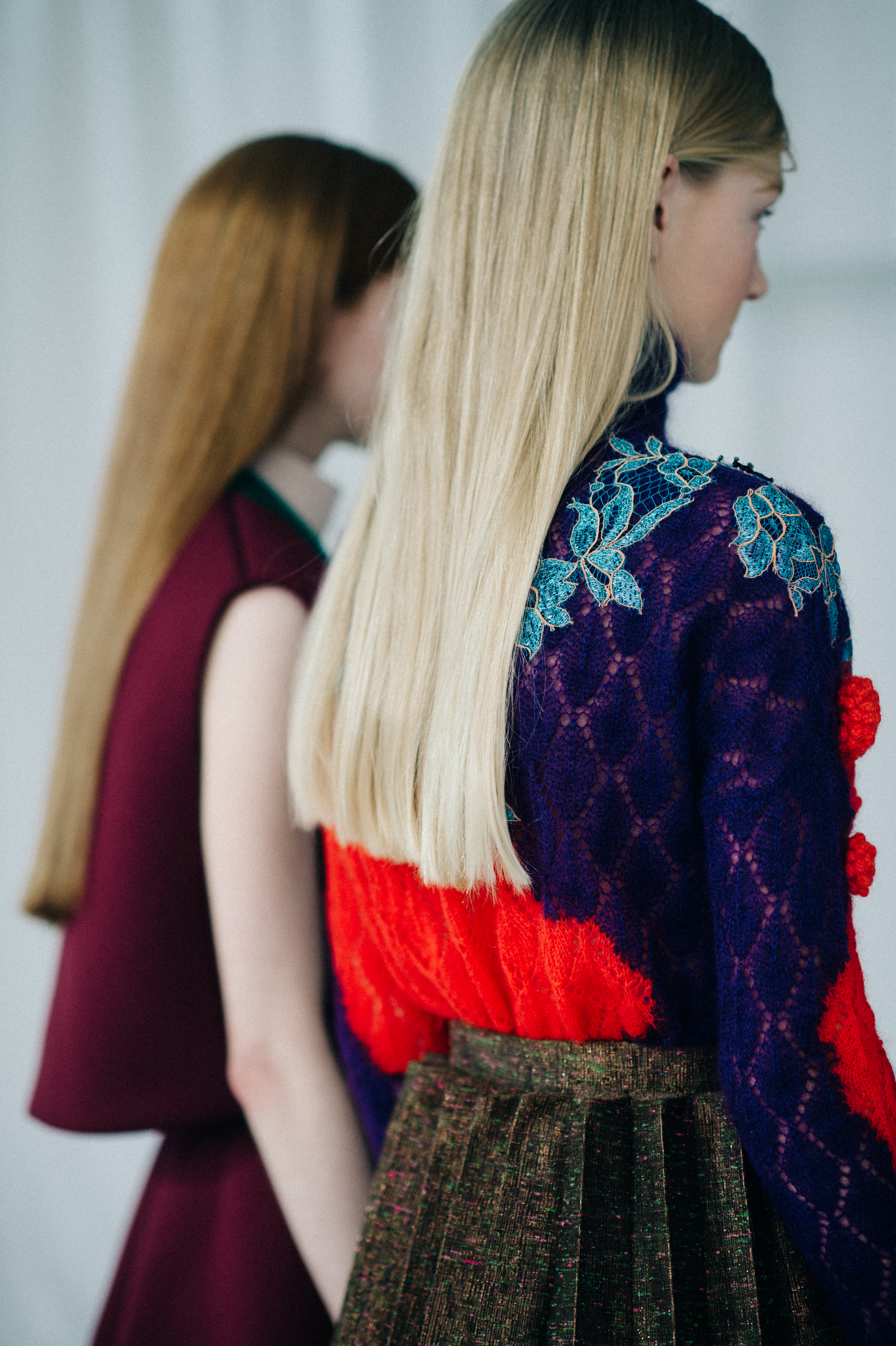 Two models with long hair
