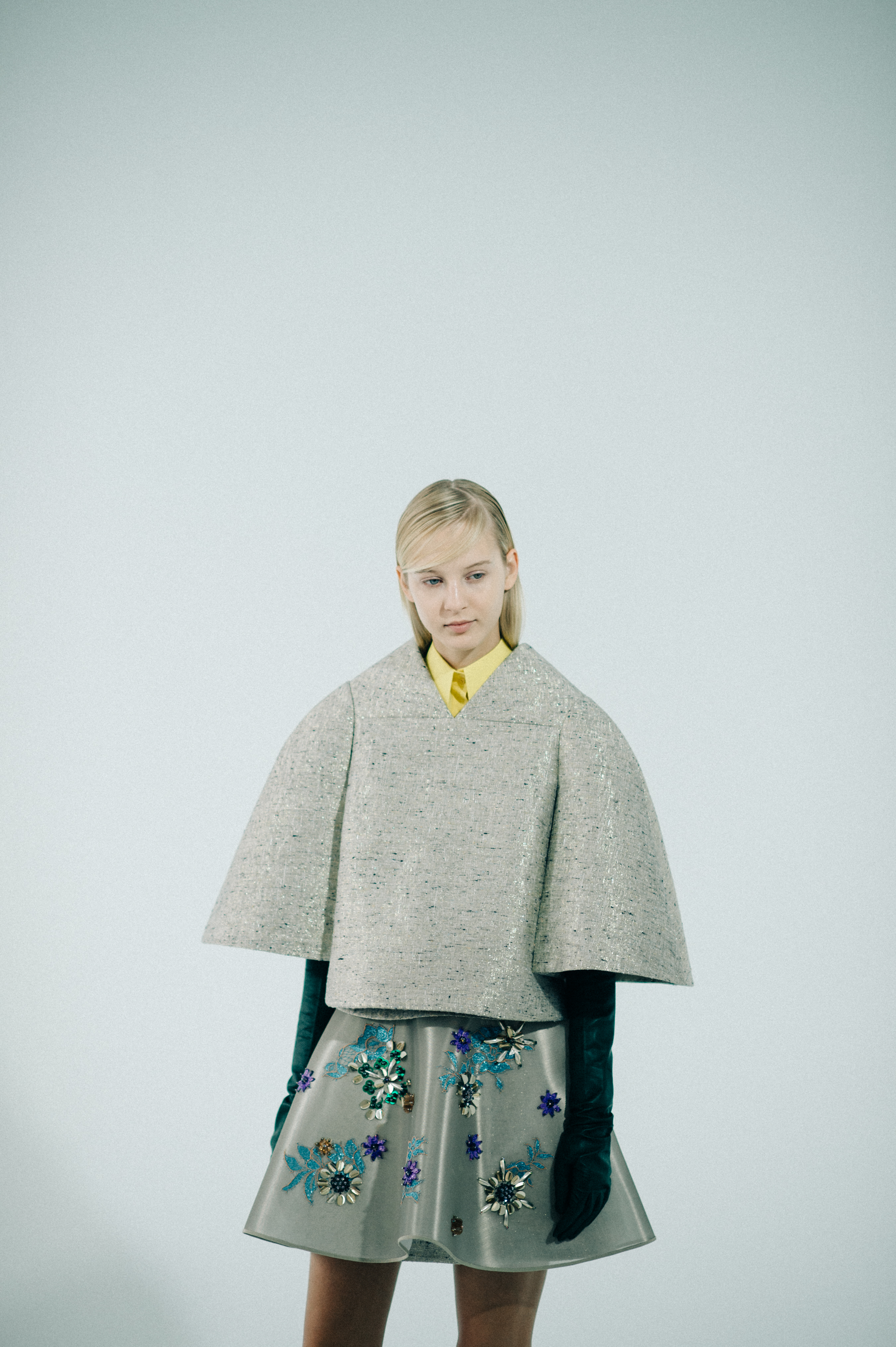 Russian blonde model before the show