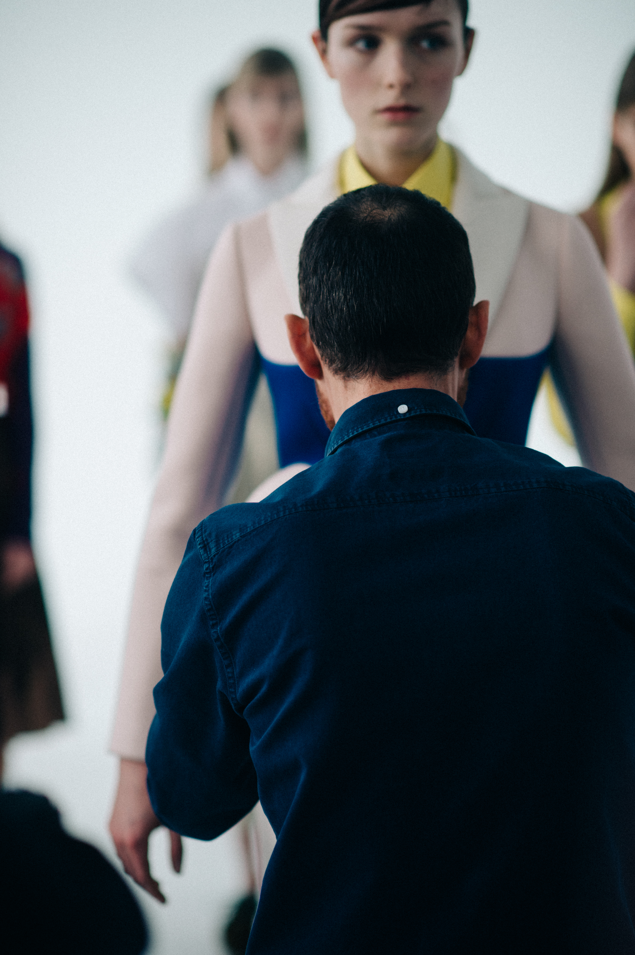 German model getting dressed