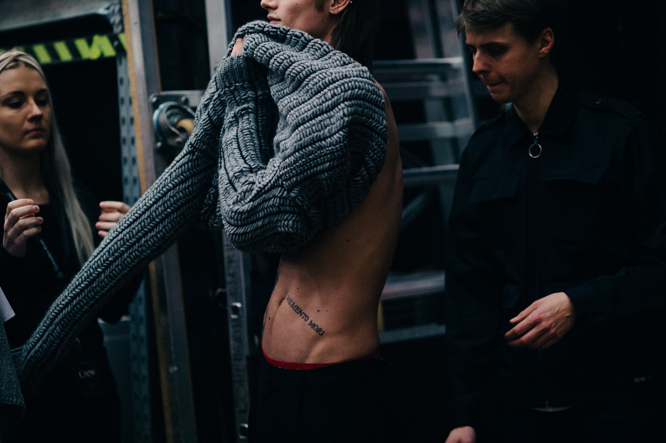 Norwegian male model tattooed stomach