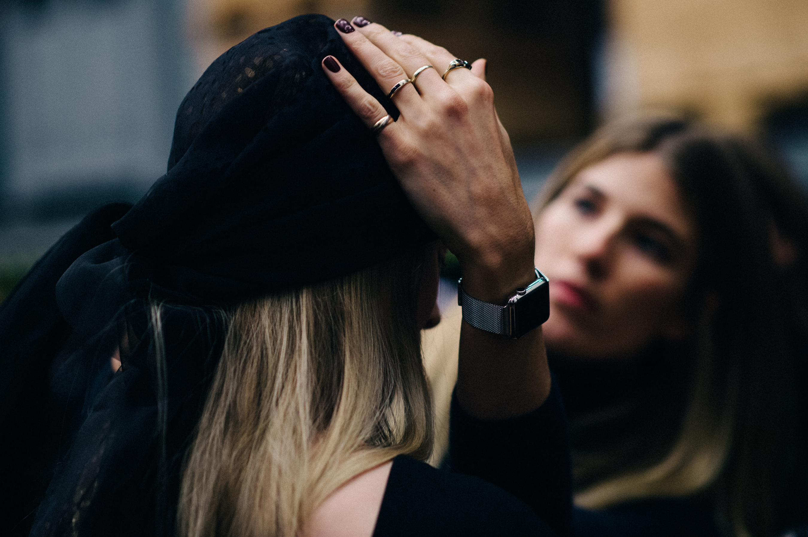 Stylist with smart watch dressing