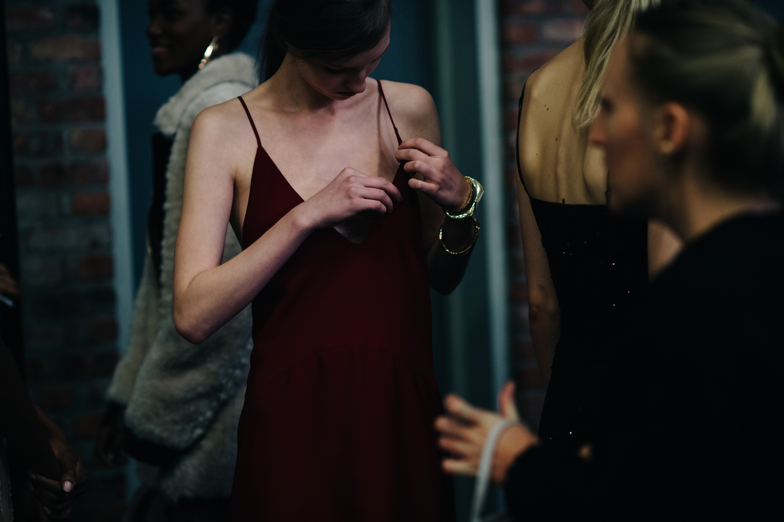 Girl wearing red