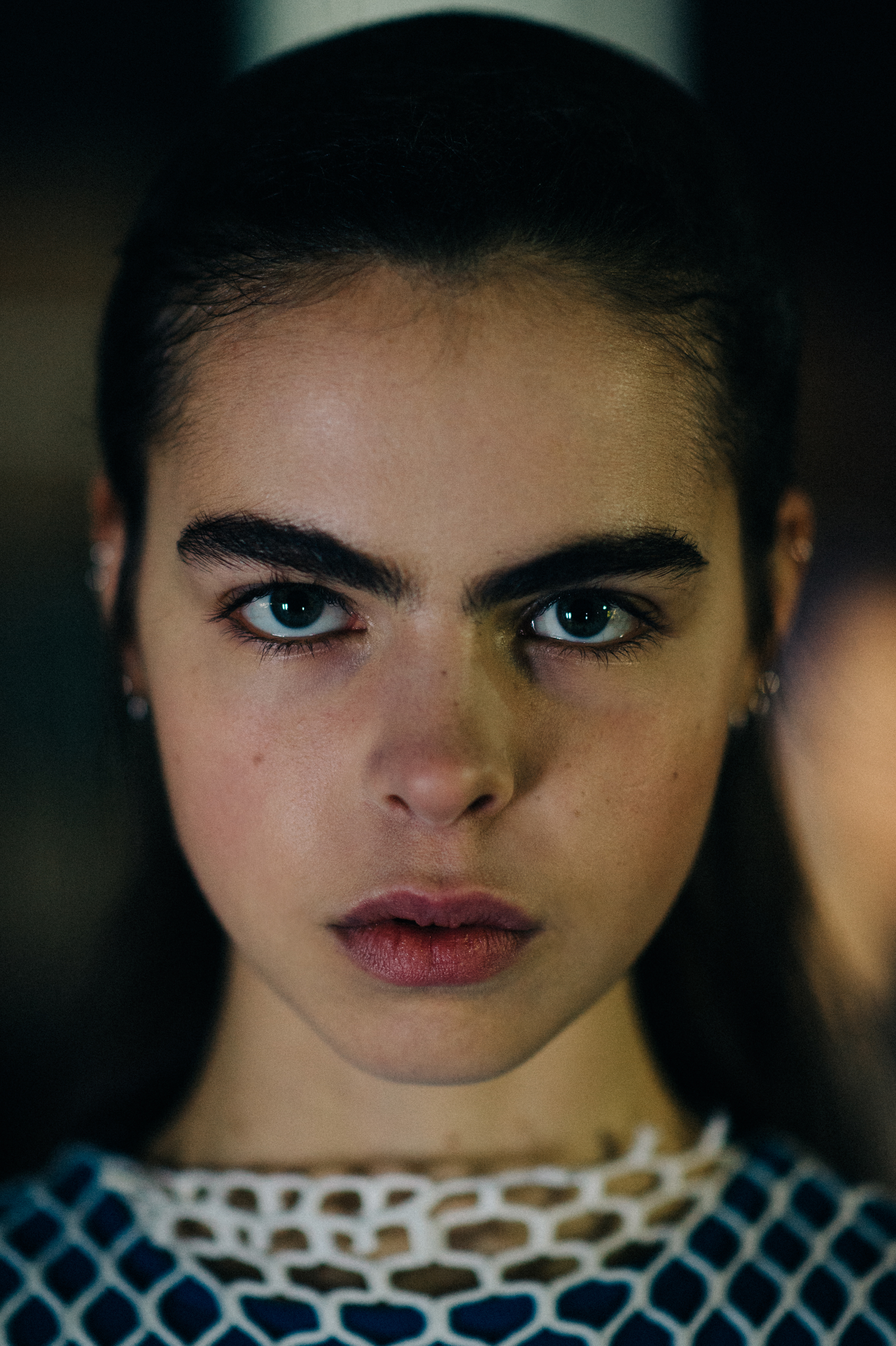 Portrait of a model before the show