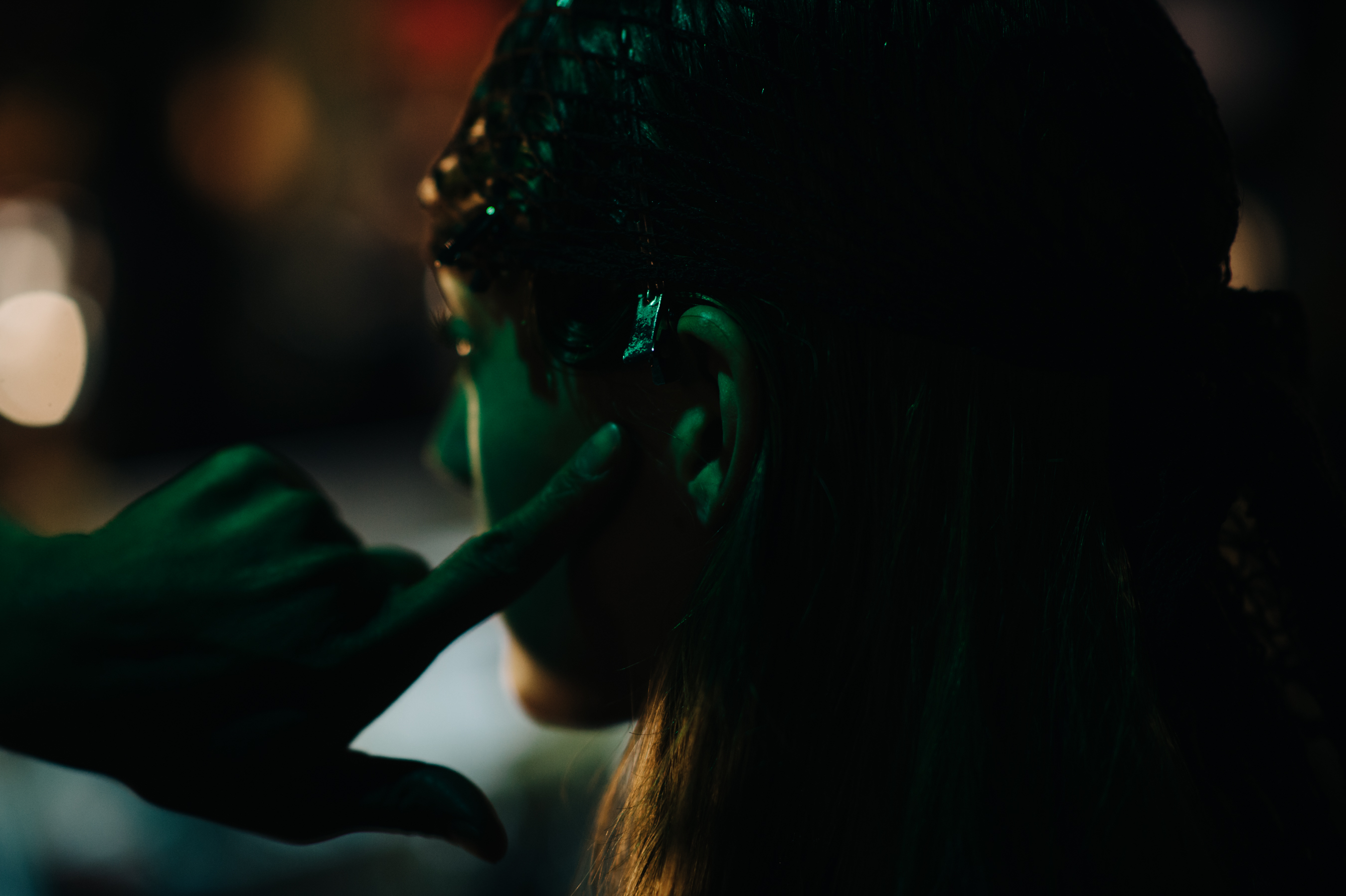 Girl touching an ear