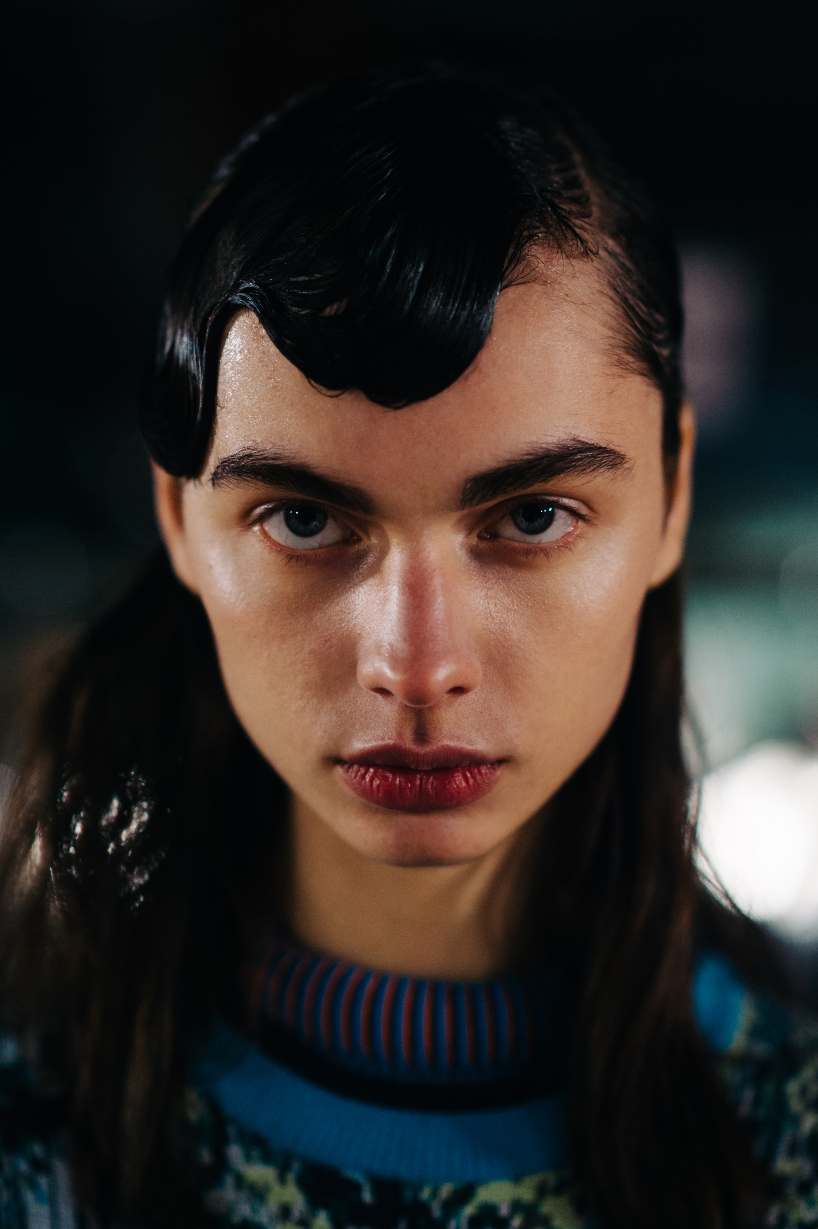 Portrait of model with blue eyes