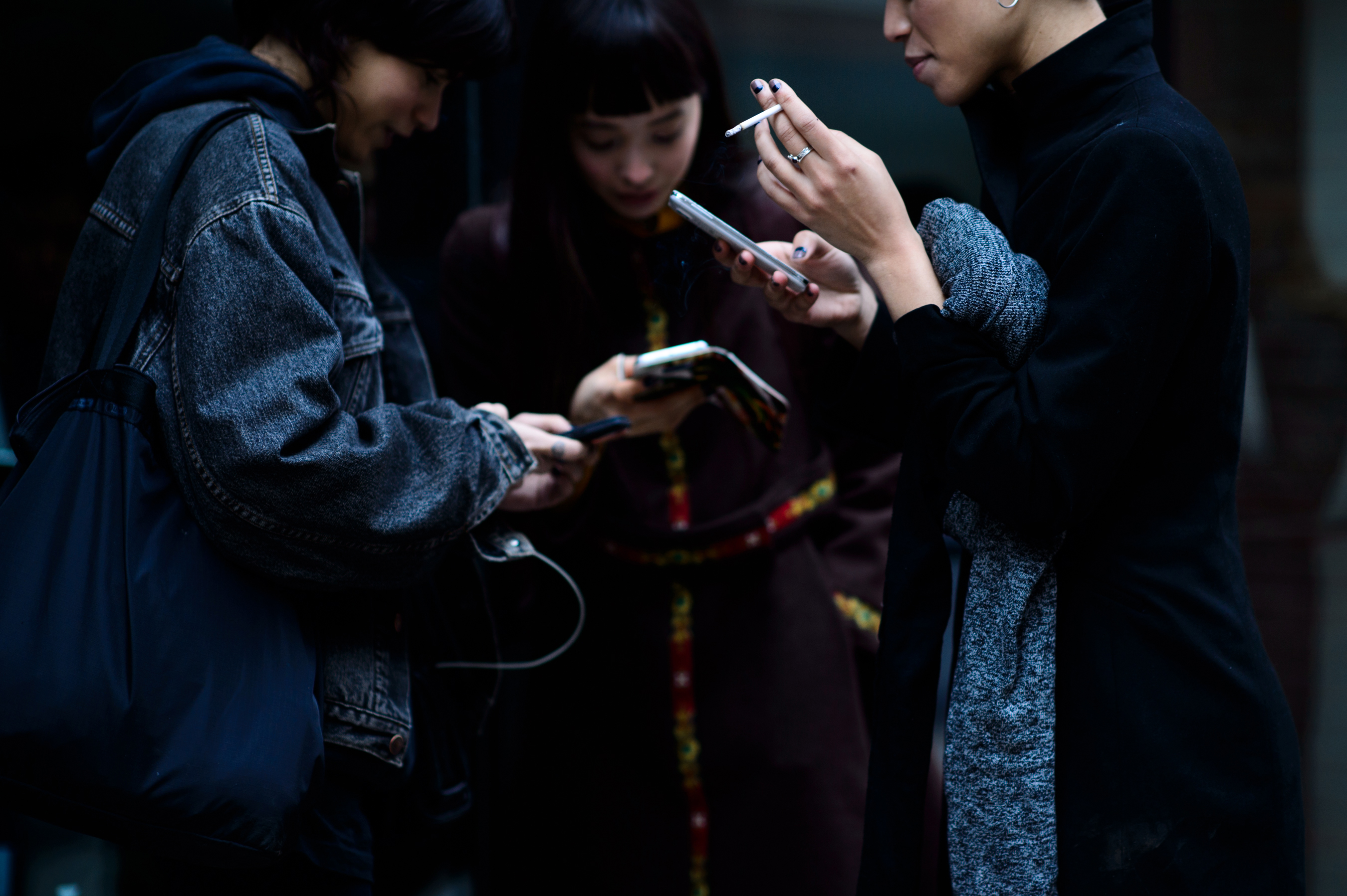 Three models smoking