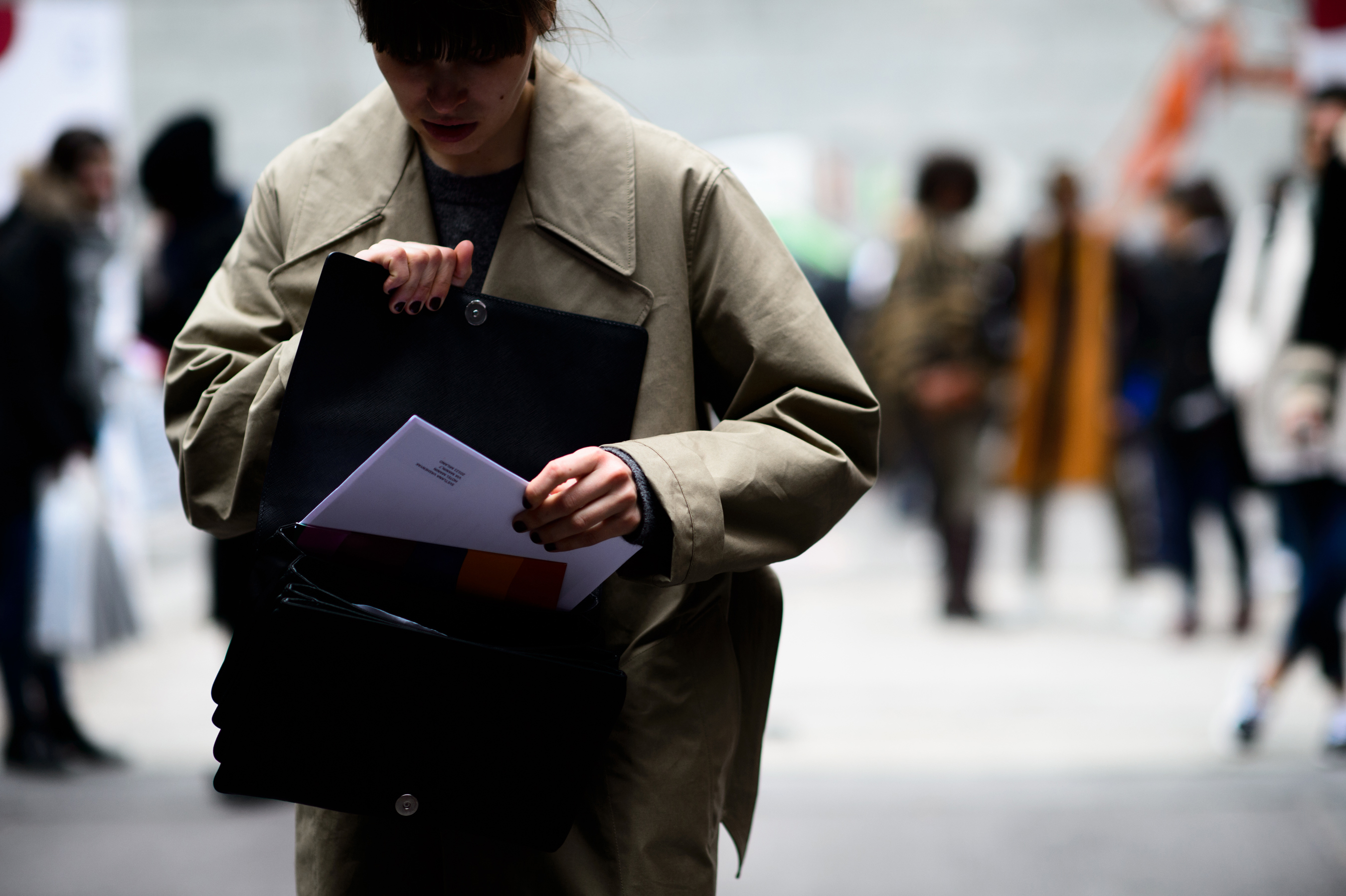 Woman wearing beige coat