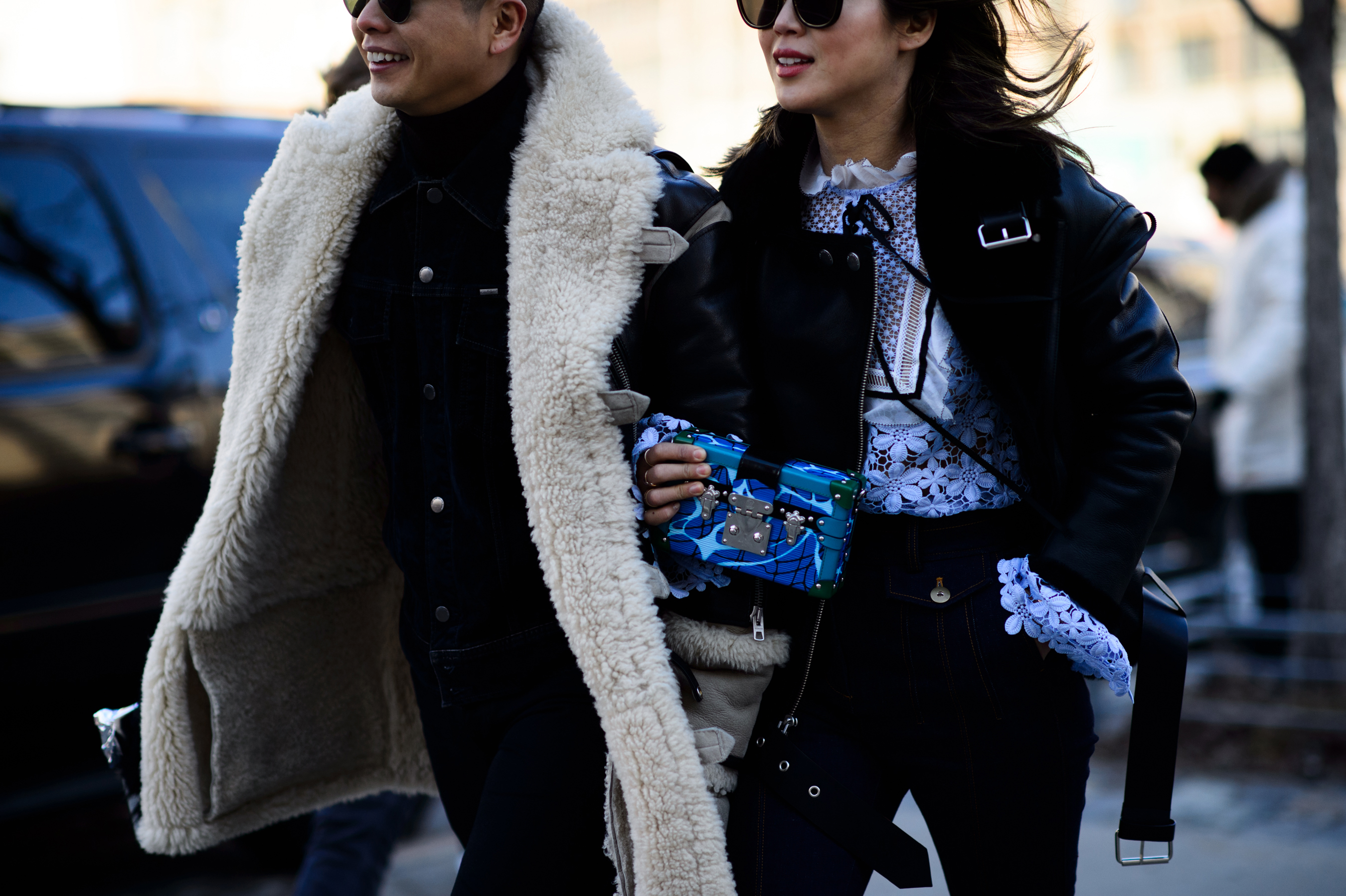 Woman and man wearing coats