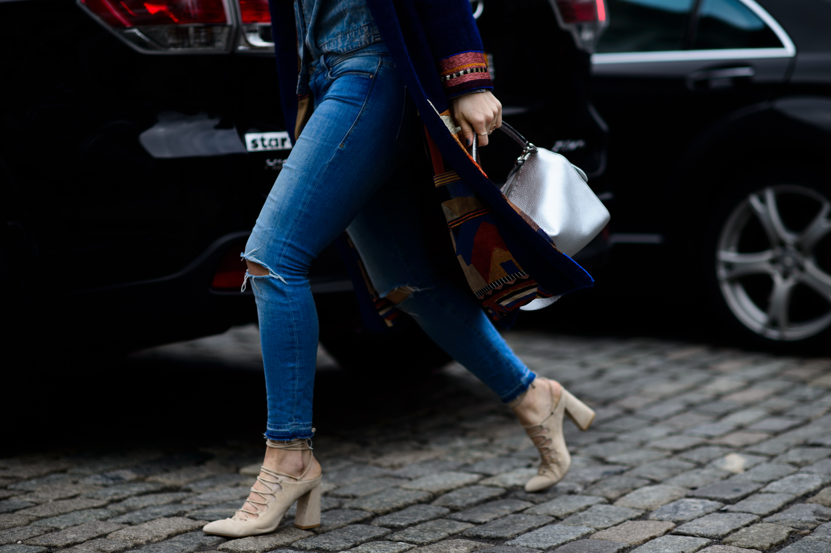 Woman with Loewe bag