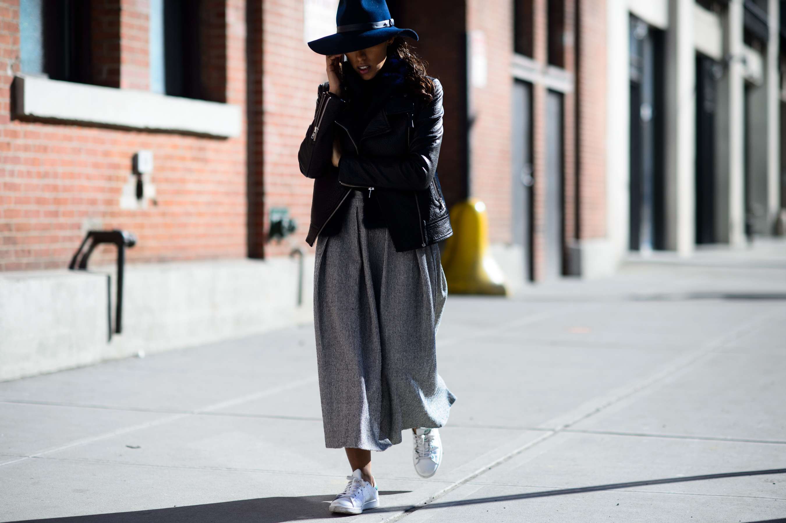 Woman wearing blue hat