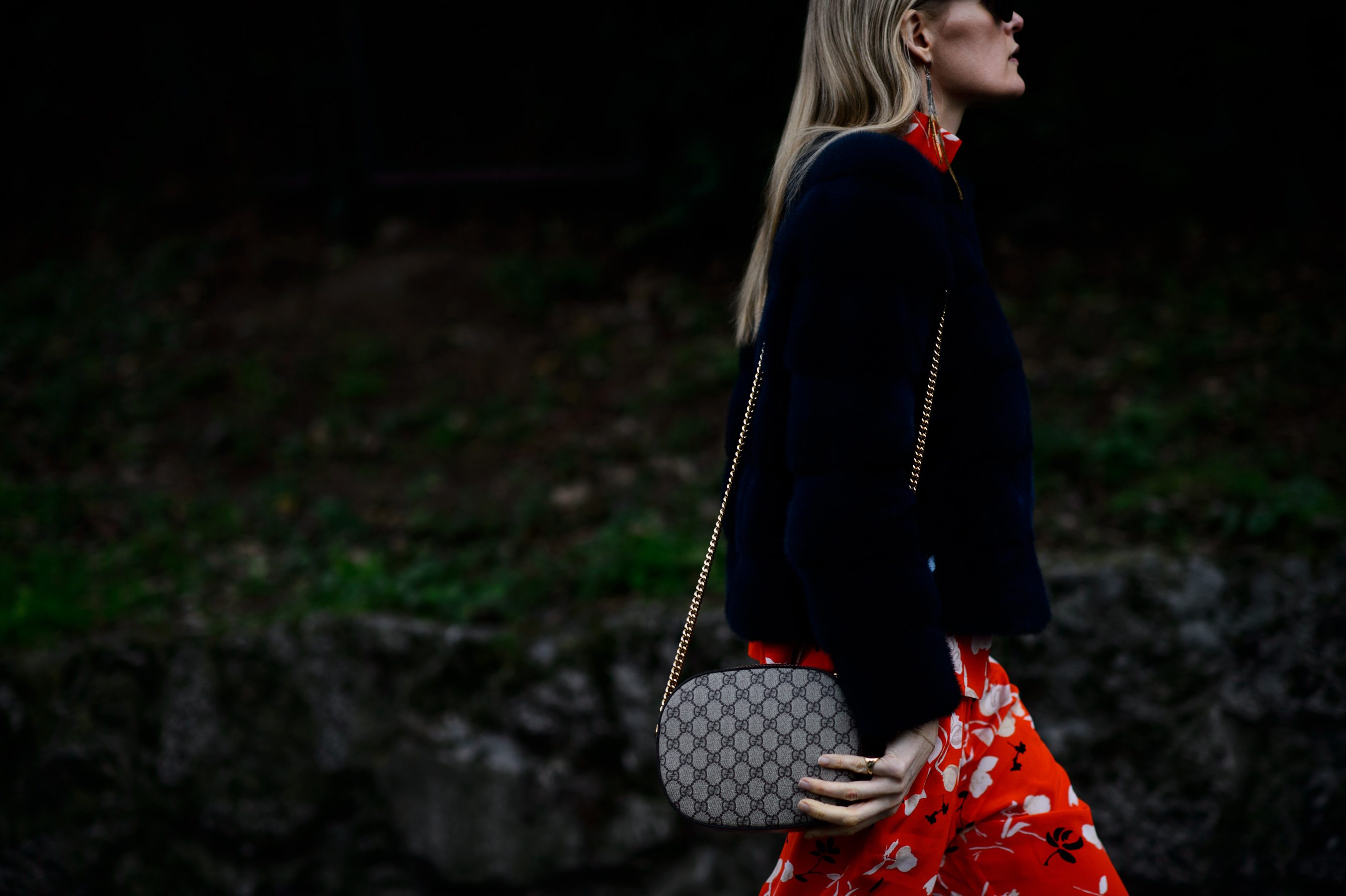 Woman wearing floral print pants