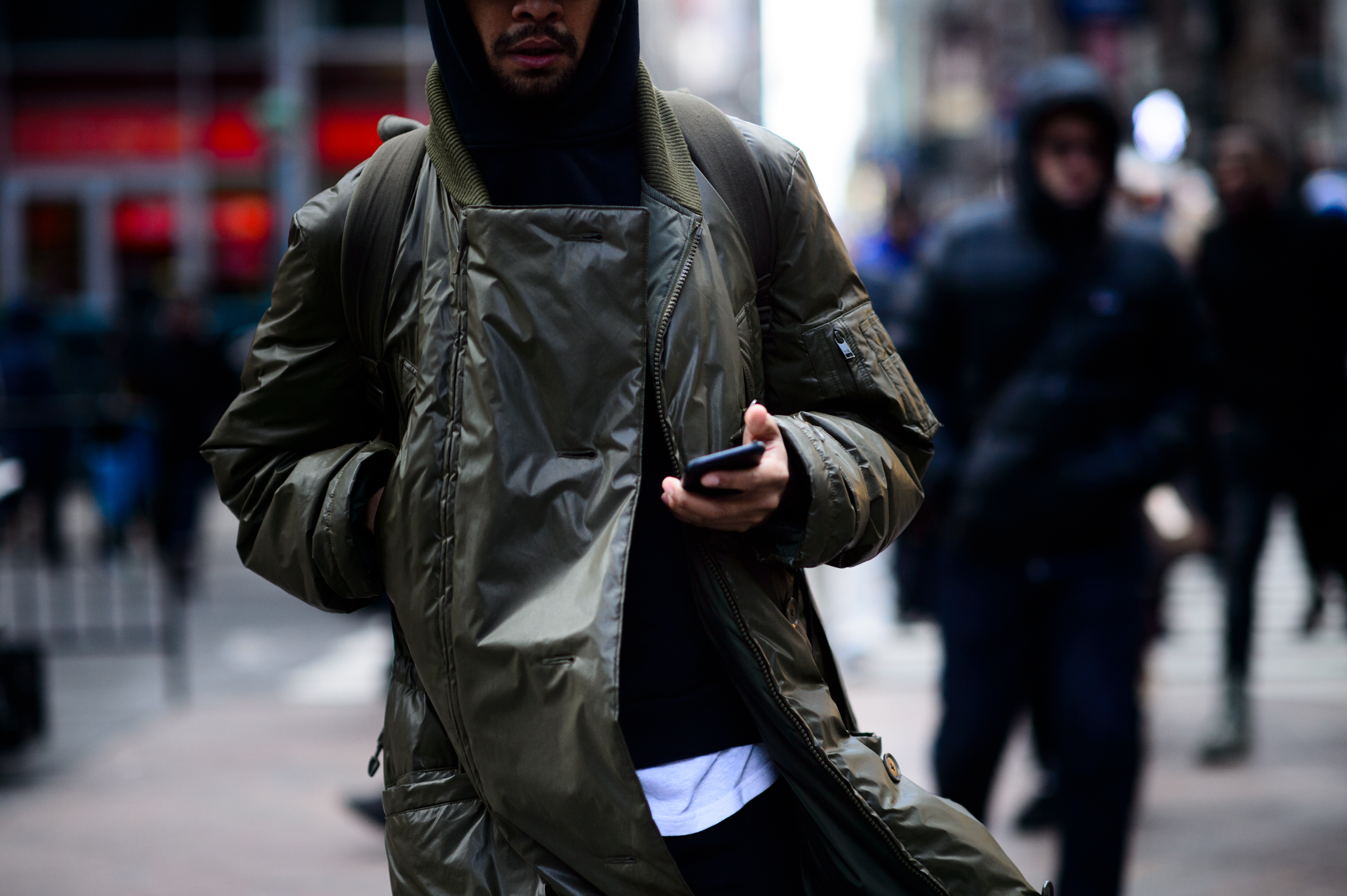 Man wearing khaki jacket