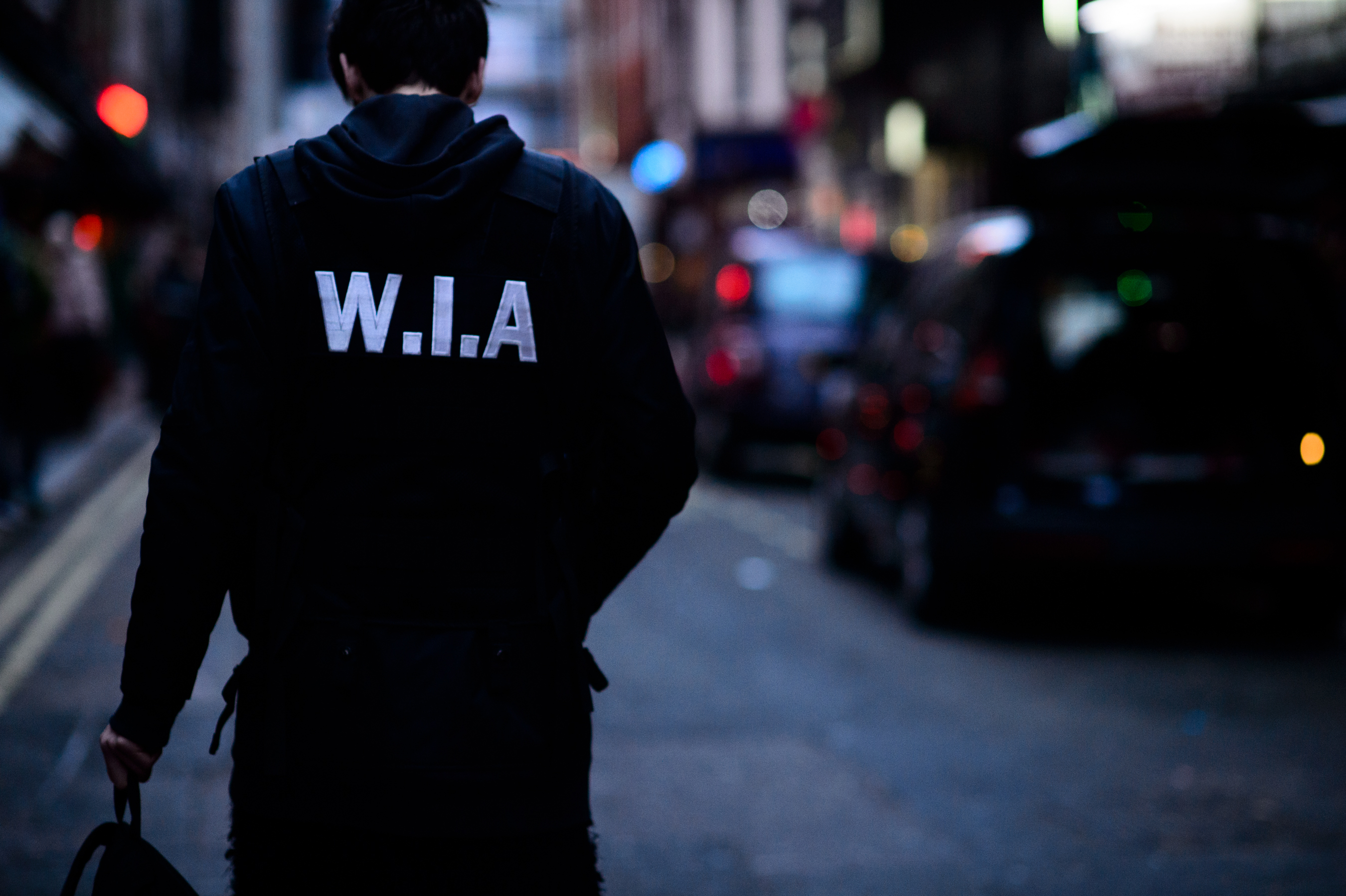 Man wearing W.I.A jacket