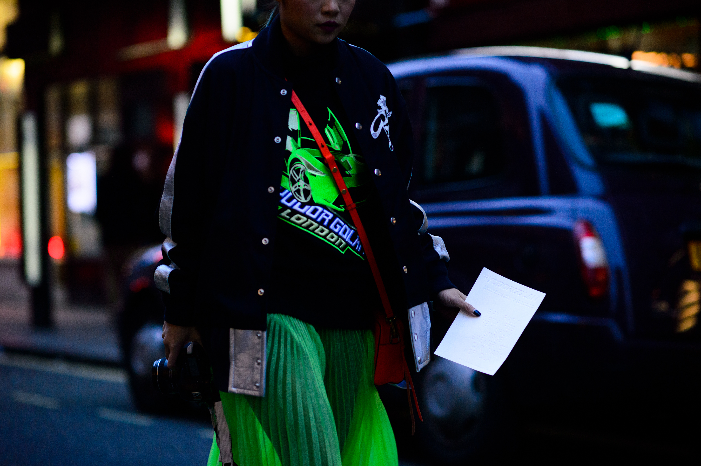 Woman wearing green skirt