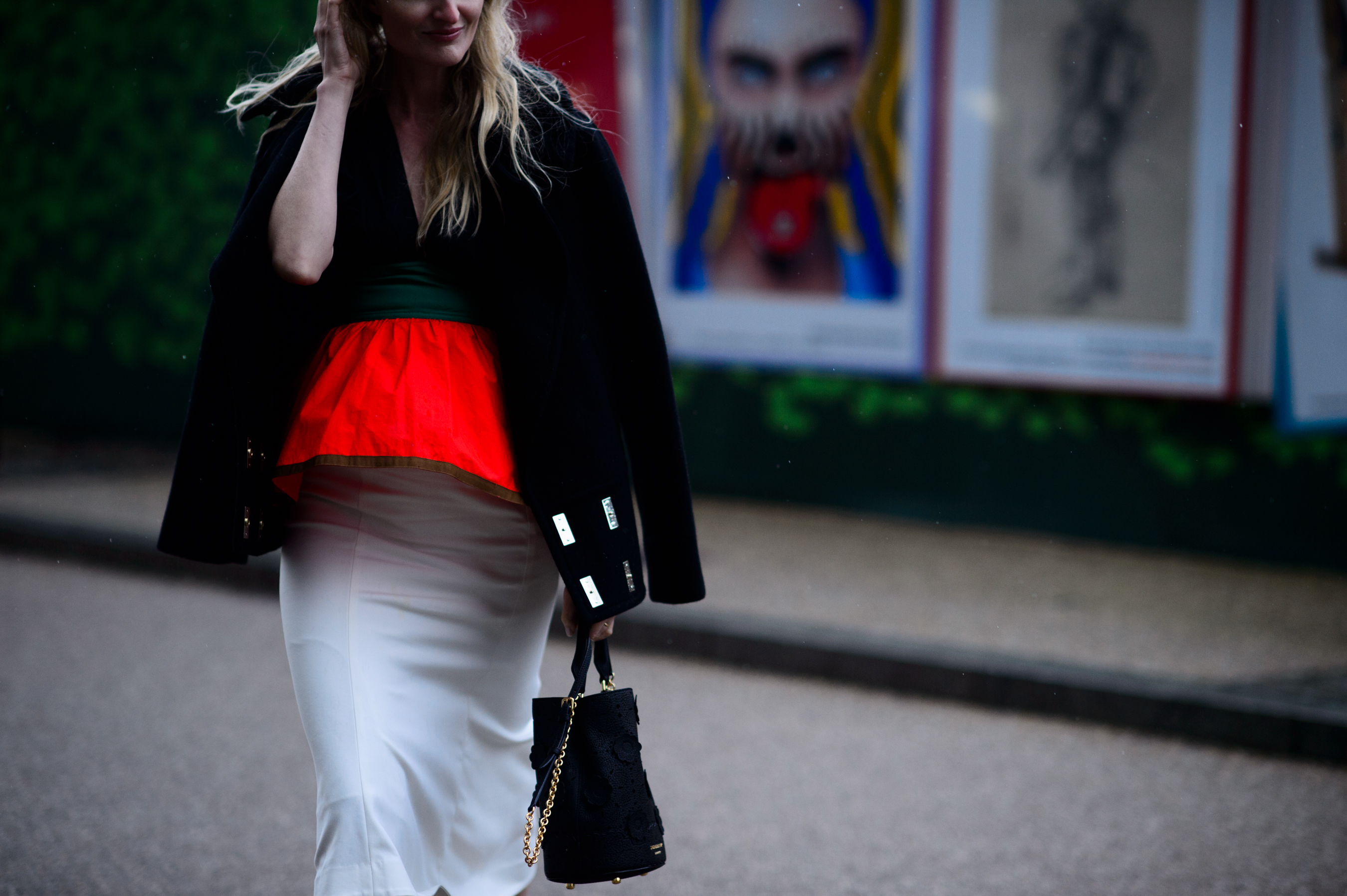 Woman wearing white skirt