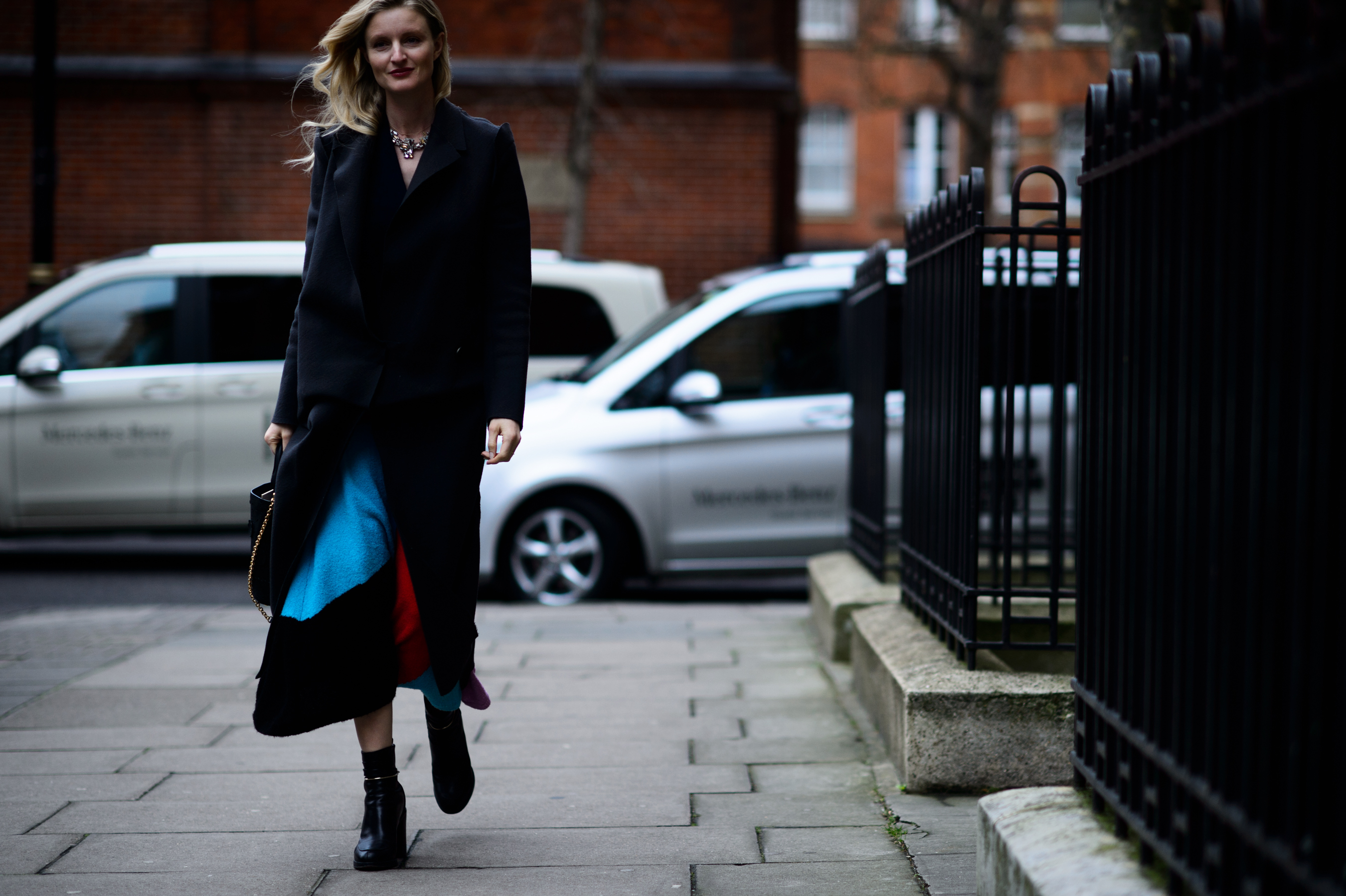 Woman wearing black coat